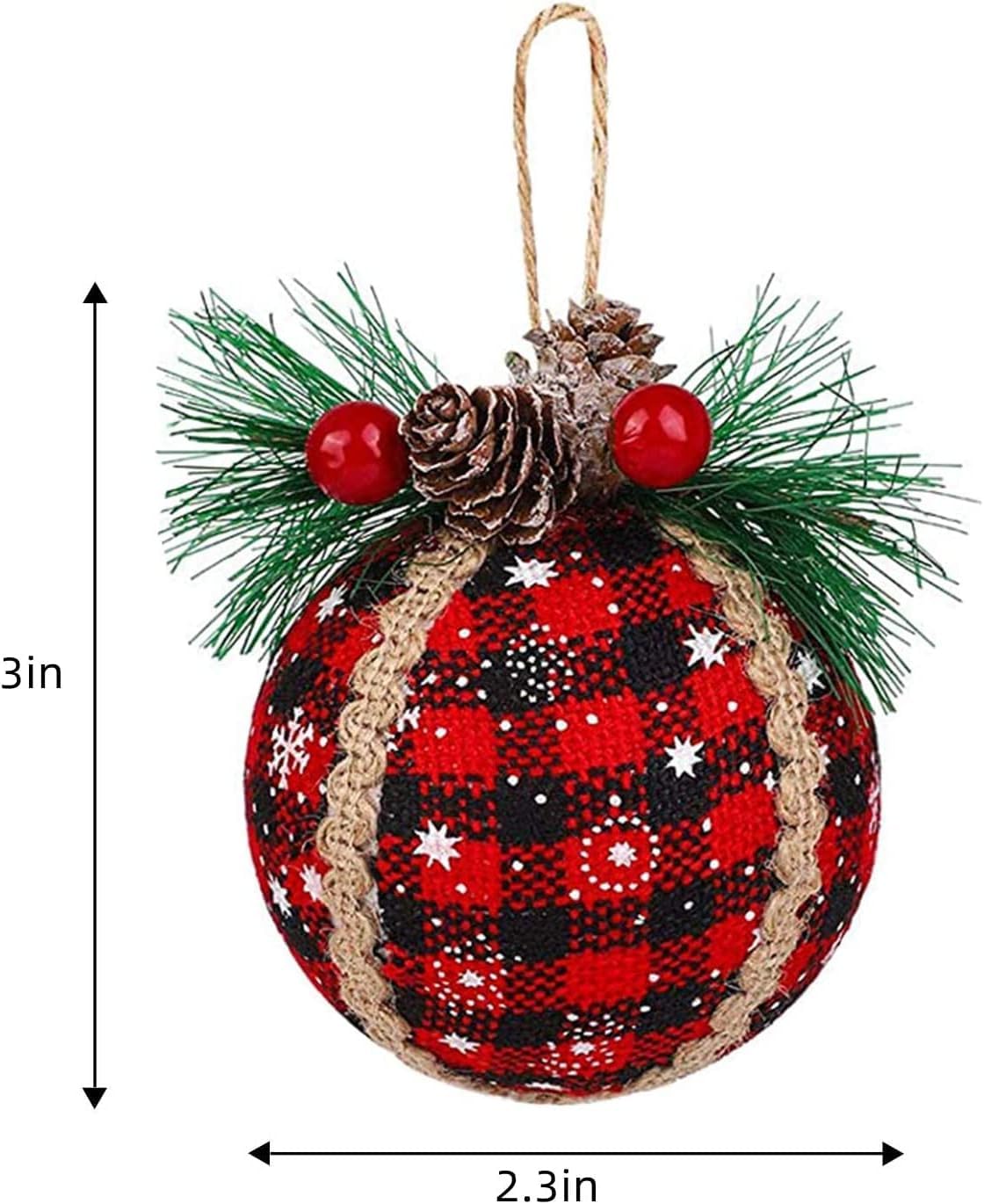 Weihnachtskugeln 24 Stück Weihnachtskugel-Ornamente Aus Stoff Mit Tannenzapfen Und Grün, Weihnachtsbaum-Hängekugel, Festliche Dekorationen Weihnachtsdeko,Christbaumkugel(A,2.36 inch)