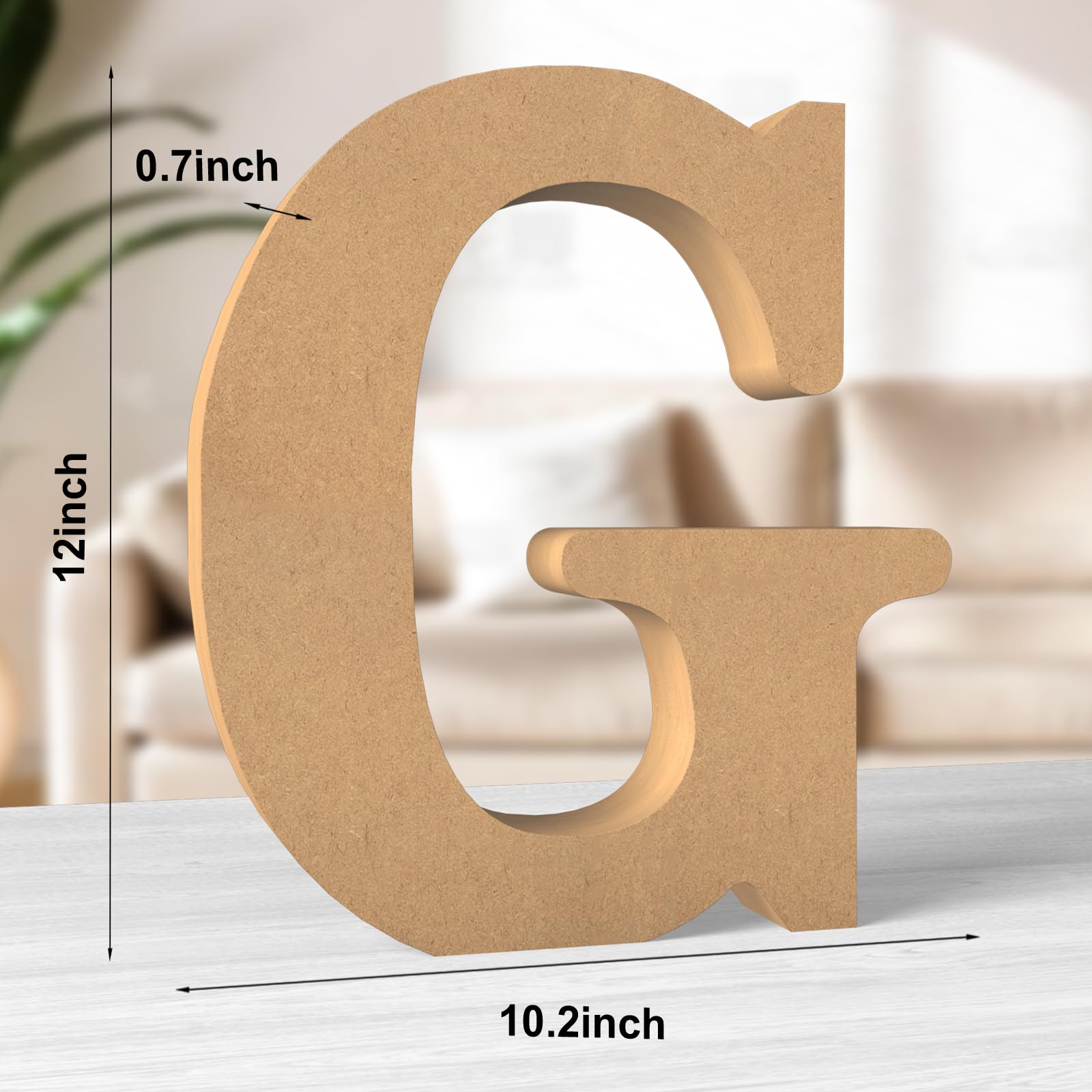 Aruatu 12 Inch Balsa Wooden Letters Unfinished Wood Letters for Wall Decor Decorative Standing Letters Large Letters for wall Decoration for Craft Home Party Projects (G) - Image 2