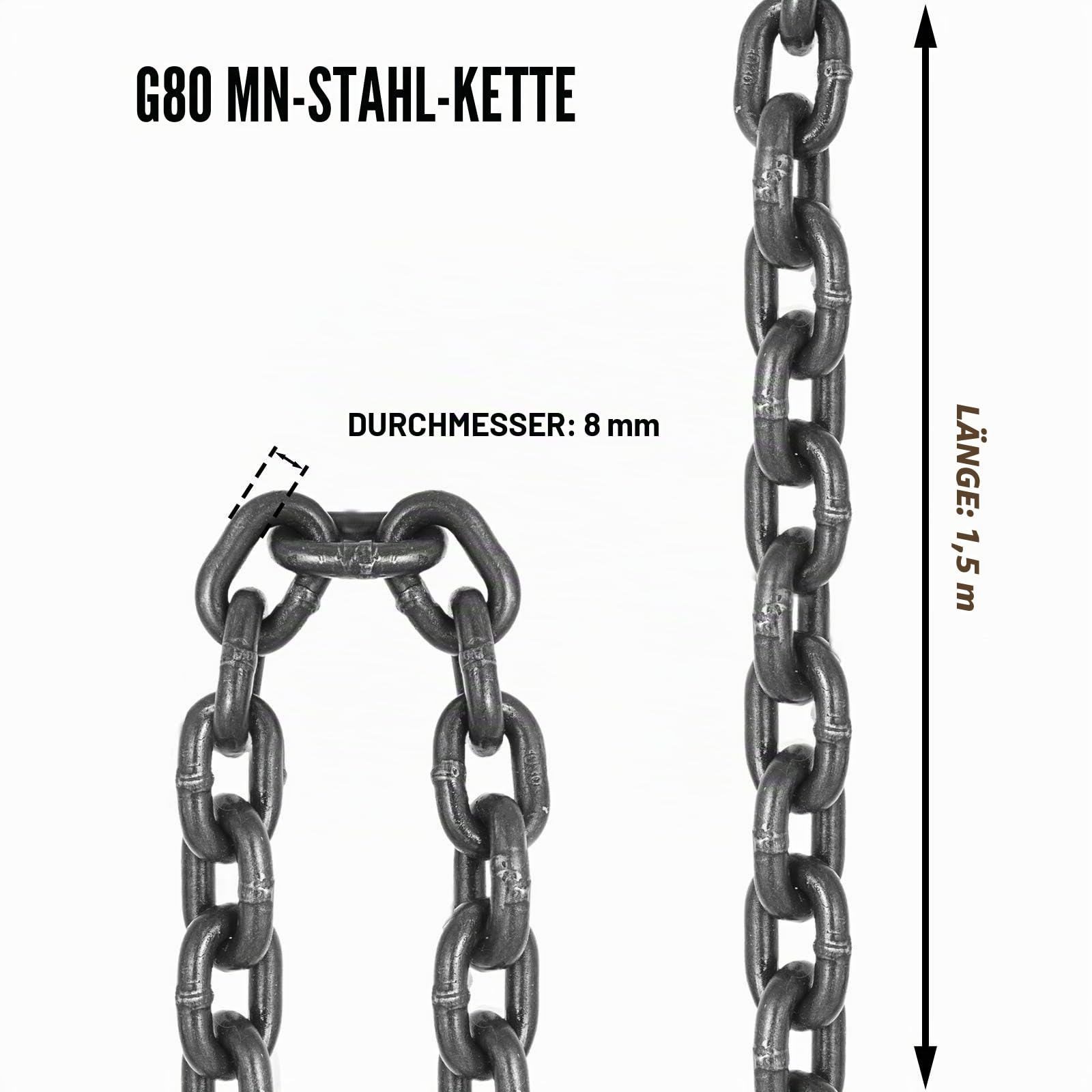 Happybuy 152 cm Kettenschlinge 5/16 Zoll x 5 Fuß Motorhebekette G80 legierter Stahl Motor Kettenzug Hebt 3 Tonnen mit 4 Beingreifhaken und Einsteller 1.5M 4 Strang 5FT