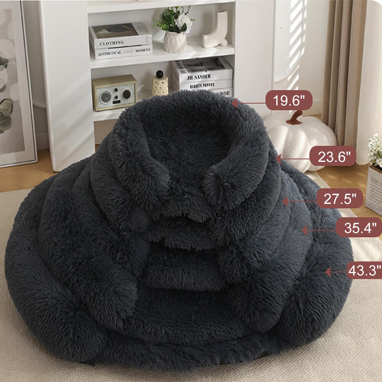 Cama esponjosa para perros grandes, tapete en forma de C con forro impermeable, funda extraíble, lavable y antideslizante (aguamarina, XL)