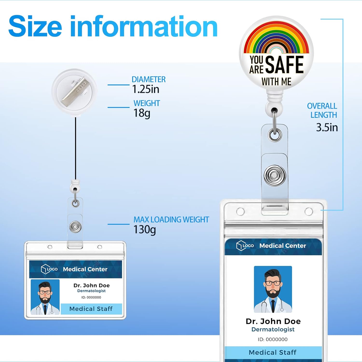 Plifal Badge Reels Holder Retractable with ID Clip for Nurse Name Tag Card Funny Pride LGBTQ Half Rainbow Nursing Doctor Medical Work Office Alligator Clip ZJK-092304 - Image 5