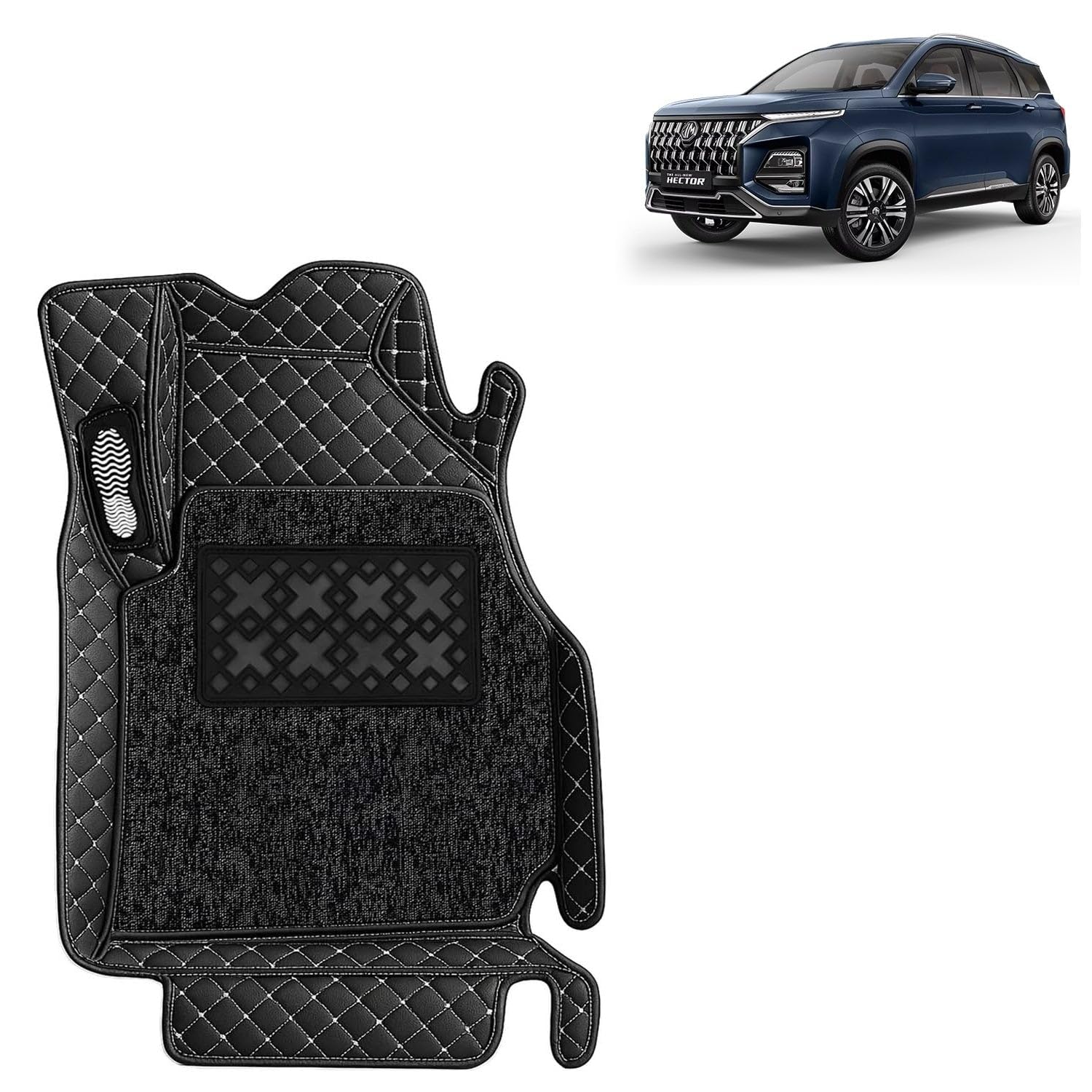KINGSWAY Accessories Premium 7D Car Floor Mats Only Compatible with Morris Garages (MG) Hector Year 2026 Onwards All Model, Set of 3 Pcs, 100% Waterproof & Washable 7D Car Foot Mats, Classic Black