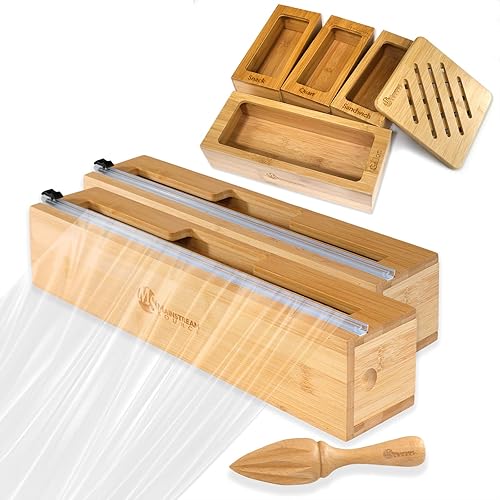 Mainstream Source Juego organizador de bolsas con cremallera de bambú, juego organizador de bolsas con salvamanteles de bambú y dispensador de