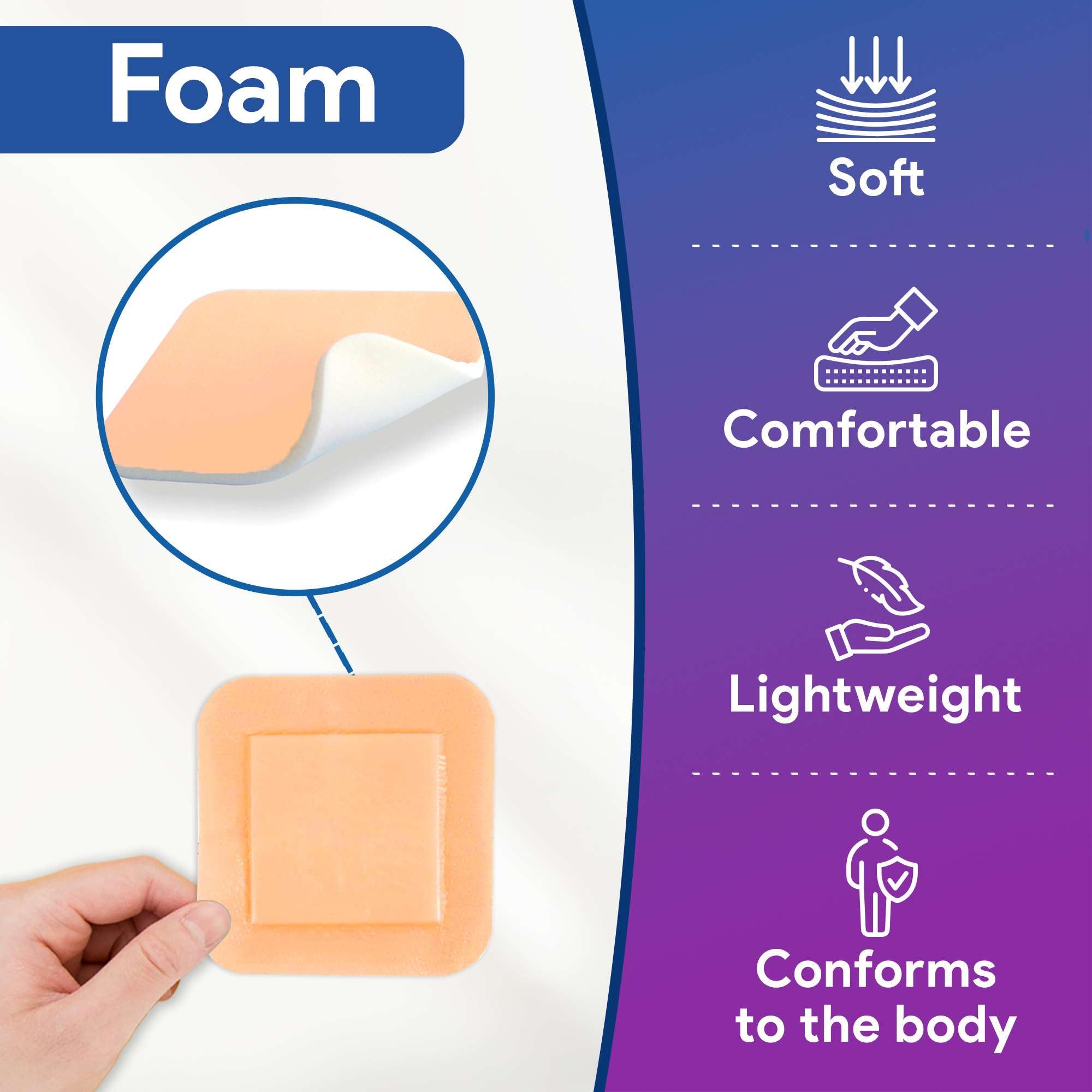 Apósitos de espuma de silicona de 6 x 6 pulgadas, 10 vendajes de silicona con bordes para heridas, almohadillas muy absorbentes para heridas de exudado moderadas y pesadas, buenos para pieles