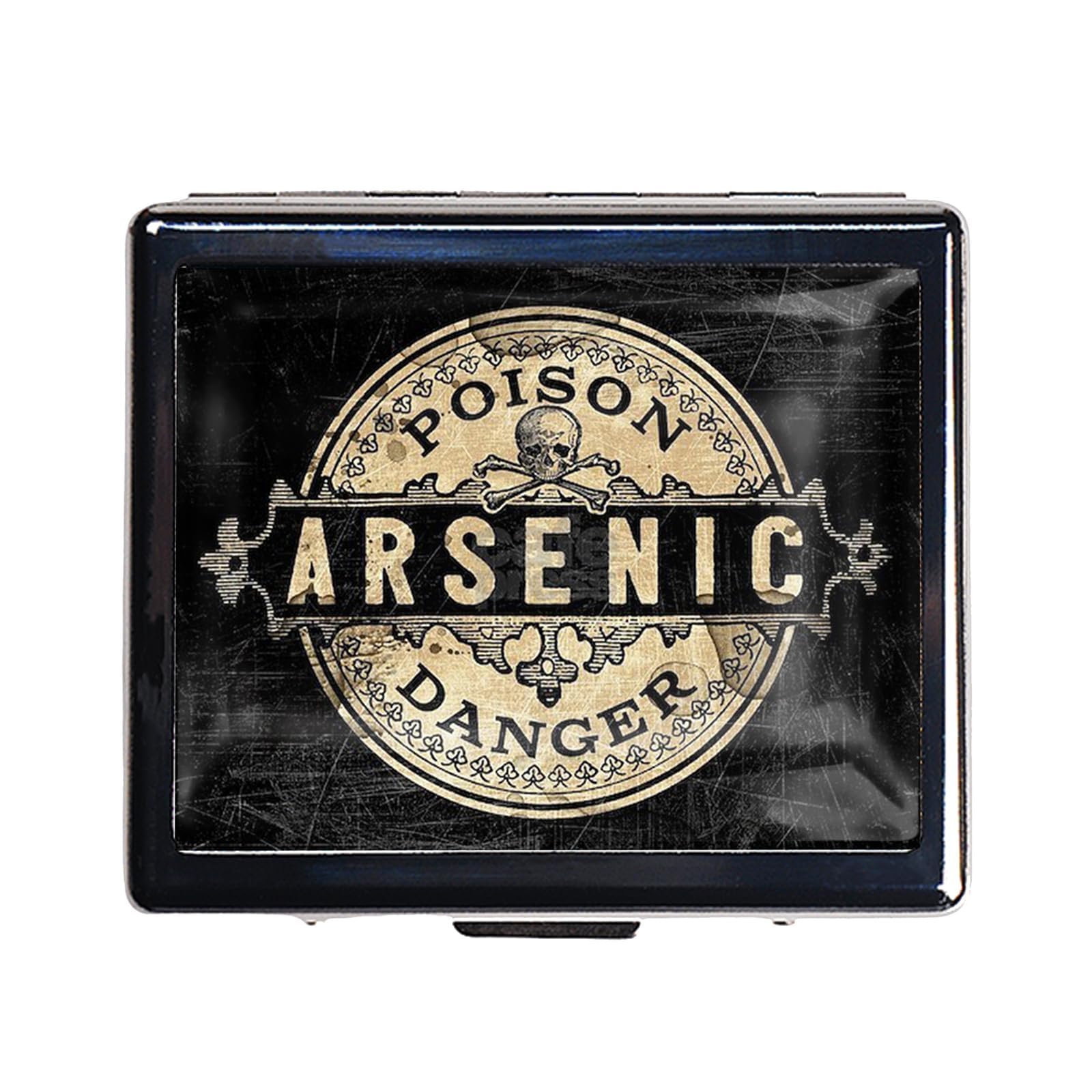 7 Days Chromed Shiny Silver Pill Organizer with Mirror Inside Has 8 Separate Compartments Rectangle 7 Days Pill Box Pill Case (Arsenic Vintage Style