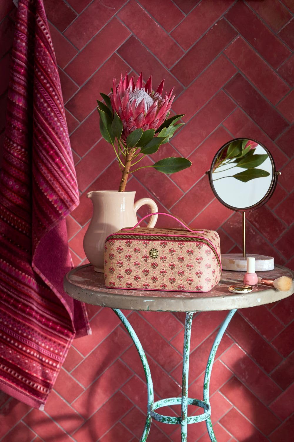 Pip Studio Cyrille Cosmetic Bag Medium Jaipur Flower Sand-Pink 23.5x10.