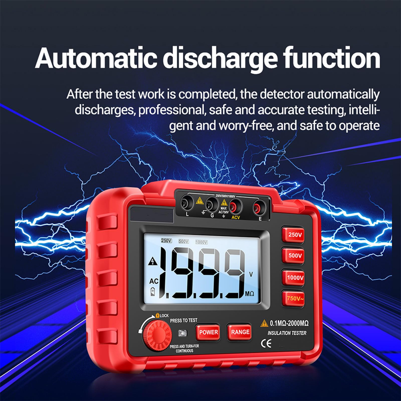 Digitales Megohmmeter 500v 1000v mit LCD Anzeige, Rot