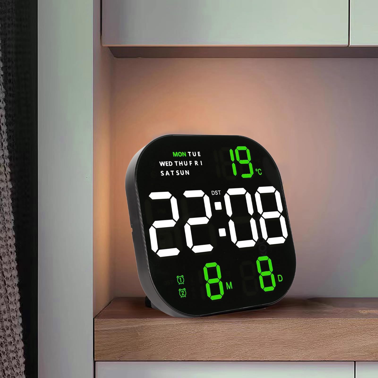 Orologio Digitale a LED a Grande Schermo con Display dell'umidità | Telecomando, Conto Alla Rovescia di 99 Minuti e 99 Secondi, Allarme, per Studio, Soggiorno, Camera da Letto