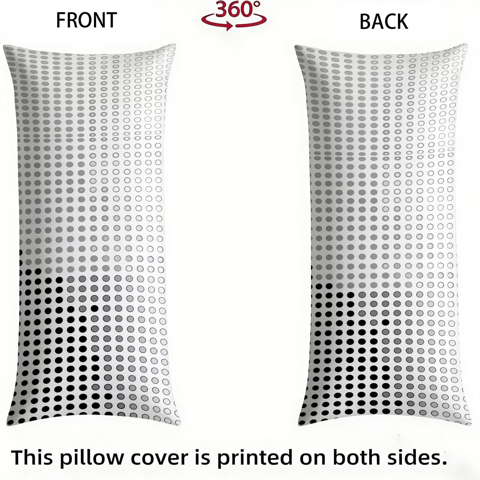 Funda de Almohada 60 x 180 cm Gris Protector Almohada 180 cm con Cremallera Invisible, Lino Durable y Transpirable Pillow Case Largas Puntos Impresión a Doble Cara para Cama, Sofá y Dormitorio dg-621