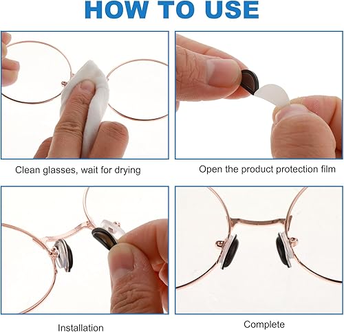 Miniatura 4 de 20 pares de almohadillas para la nariz para lentes, adhesivo antideslizante, almohadilla de nariz de silicona suave para cámara de aire, almohadilla