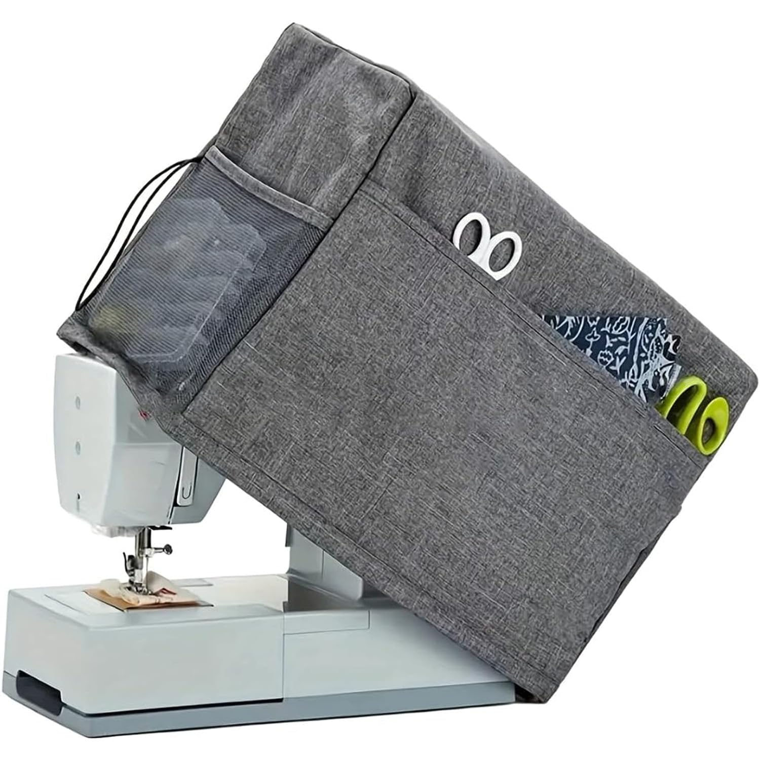 Reicyfang Sewing Machine Cover with Storage Pockets, Foldable Dust Cover, Oxford Cloth Sewing-Machine Dustproof Covers Compatible with Most Standard Singer and Brother Sewing-Machine, Grey