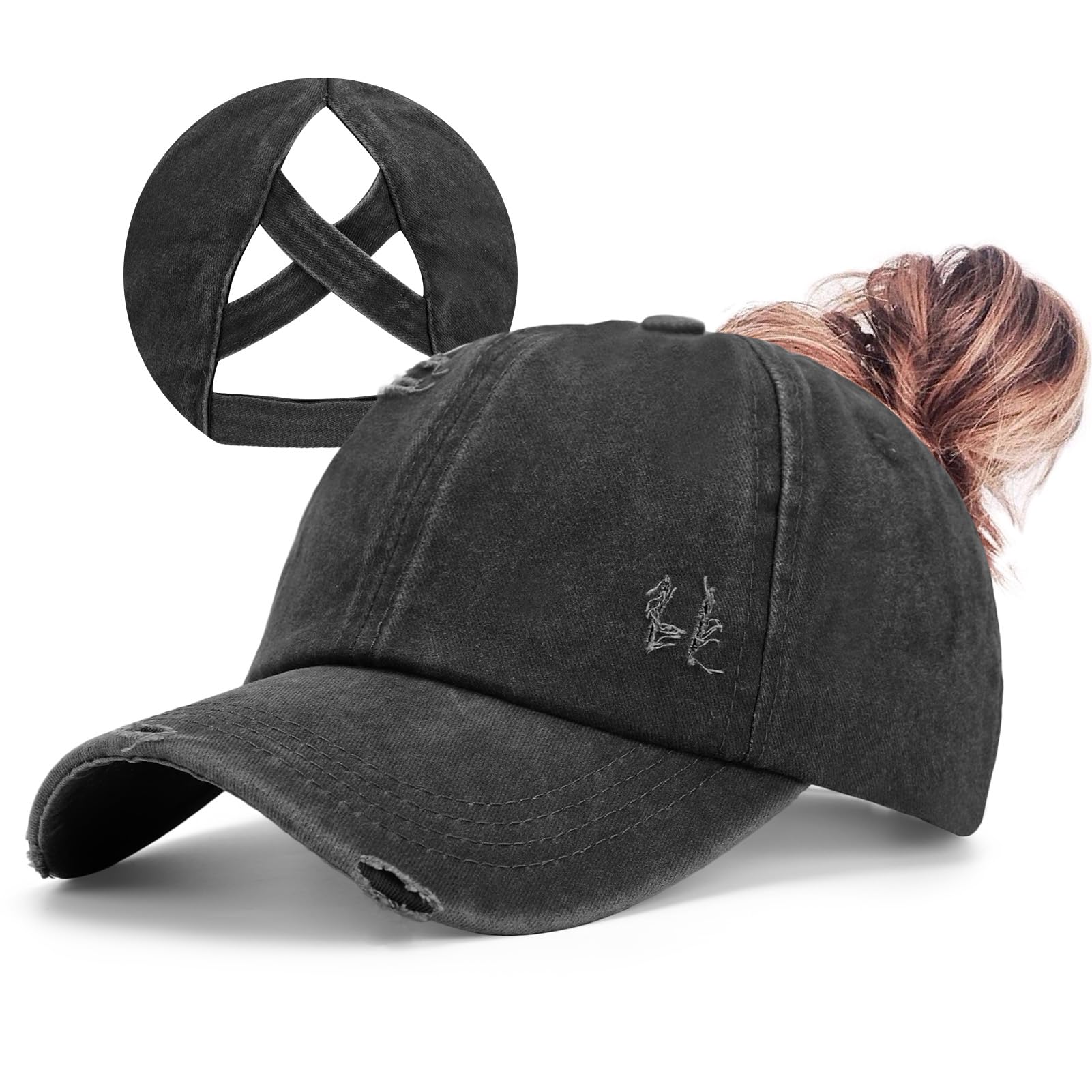 ZTLWomen's High Ponytail Baseball Cap Performance Running Hat Quick Dry Mesh Sports Cap Unstructured Dad Trucker Hats