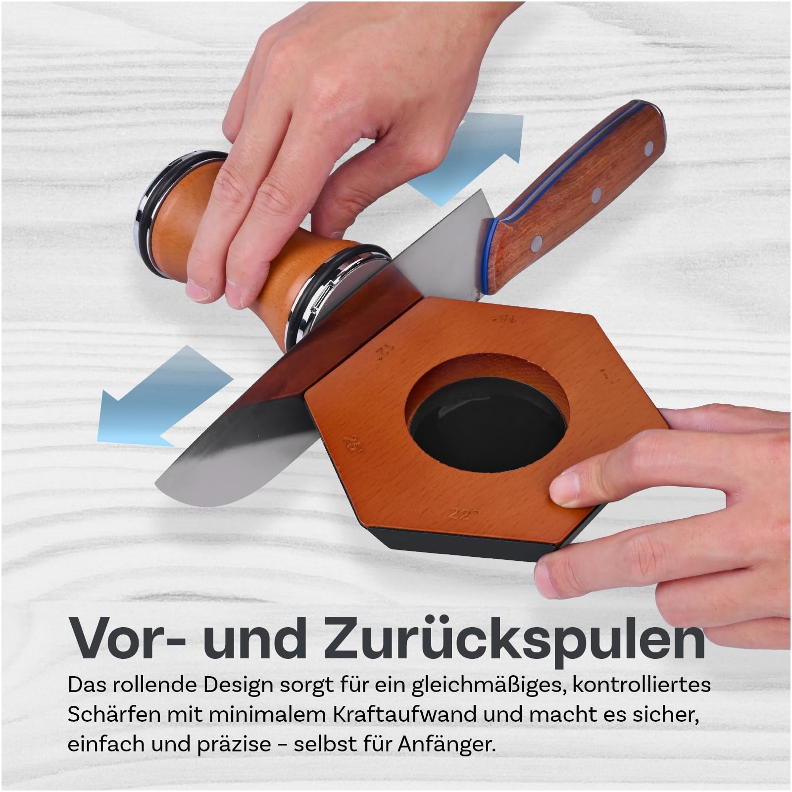 Rollschleifer Messerschärfer von MMOBIEL – 6 Magnetische Schleifwinkeln (12°, 15°, 17°, 19°, 22°, 25°) - Küchenmesserschärfer für Scharfe Messer - Männergeschenke & Geschenke fur Frauen