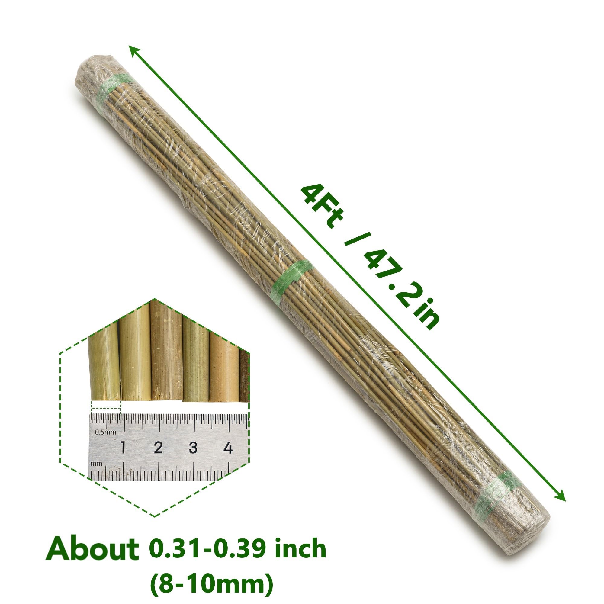 60Pcs Bamboo Stakes for Plant 5 Feet(57.5 inch), Garden Bamboo Plant Stakes for Plants Support, Climbing Plants, Tomatoes, Sunflowers, Beans, Potted Plants, Trees: 4ft-60 Pcs