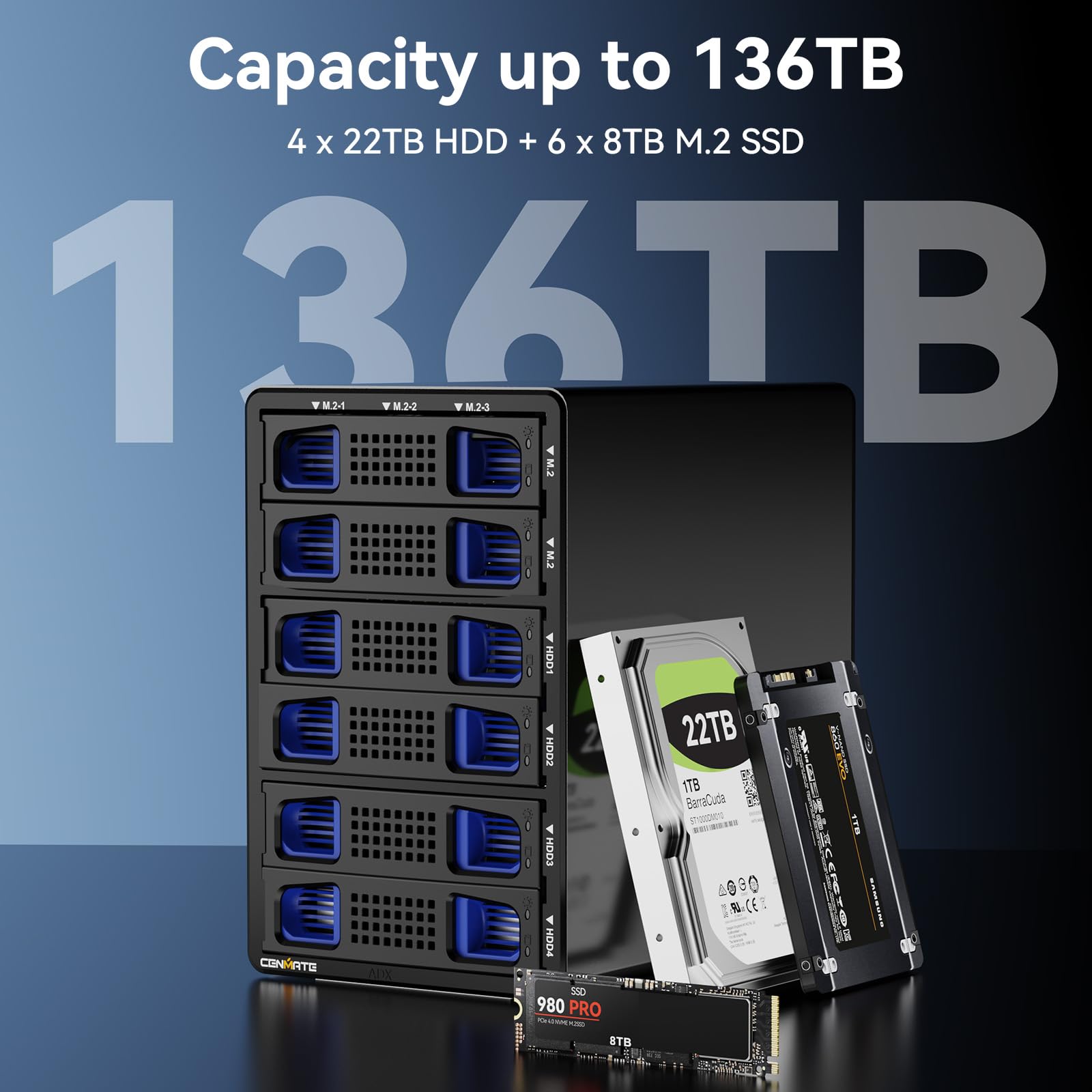 Enclosure 4 HDD SSD 2230 2242 136TB Support - Dettaglio