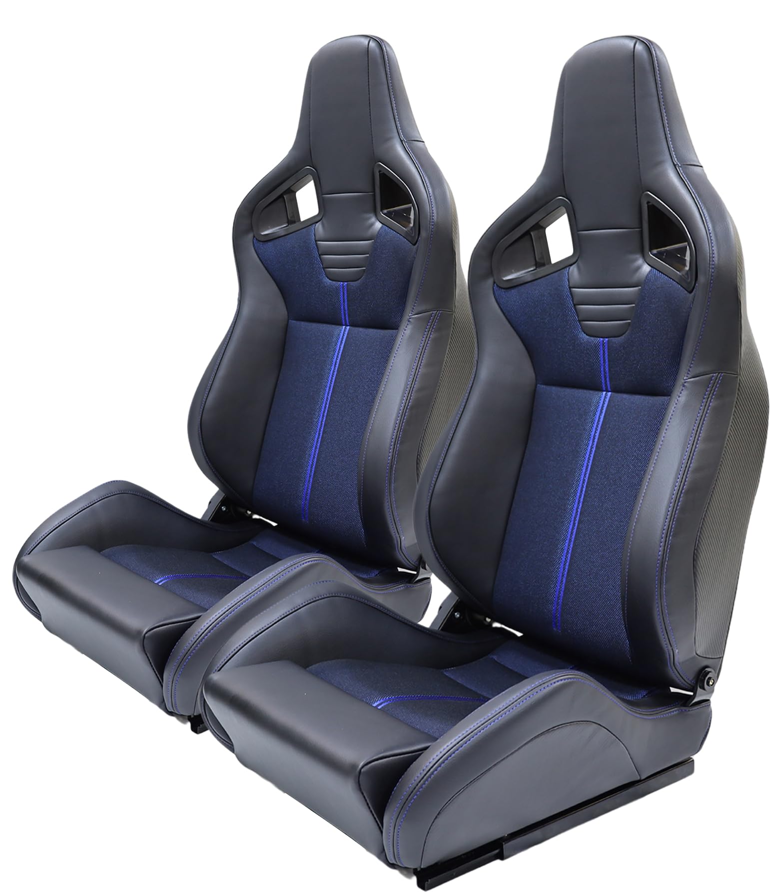 【kawais】 leather chair seat<garbon>_navy Universal V2 Series Automotive Racing Seats,Black PVC Leather Blue