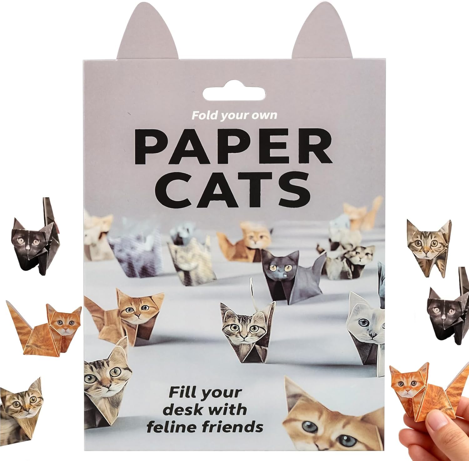 50pcs 3D Origami Kit, DIY Paper Cats Origami Kit, Creative Origami Animal Kit, Fold Your Own Paper Cats, Origami Animal Shaped Decoration Kit, Origami Set for Adults Kids (cat)