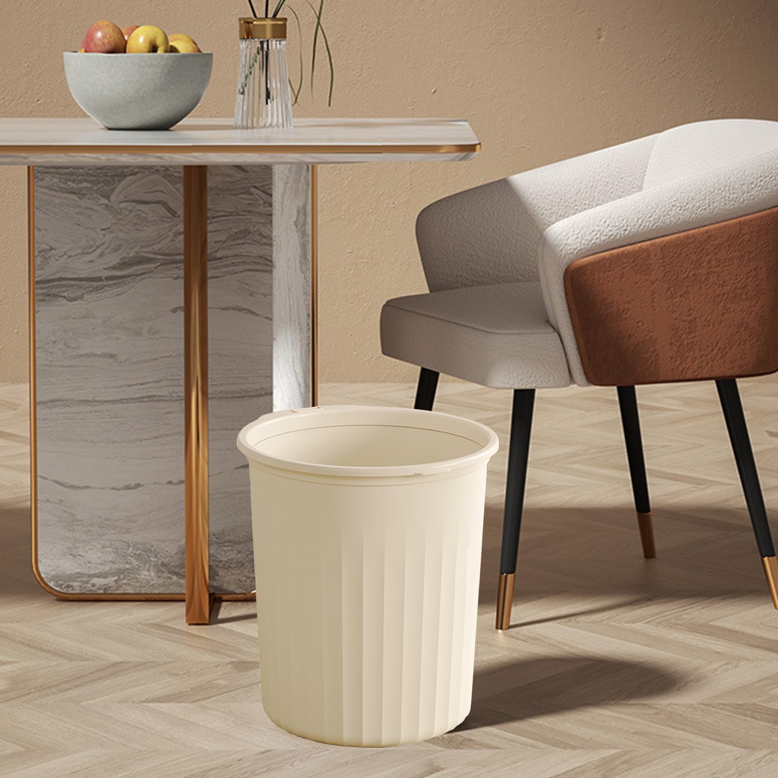 Trash Can Lidless Bathroom Trash Can Wastepaper Basket Easy to Use Trash Can Kitchen Garbage Can for Bathrooms