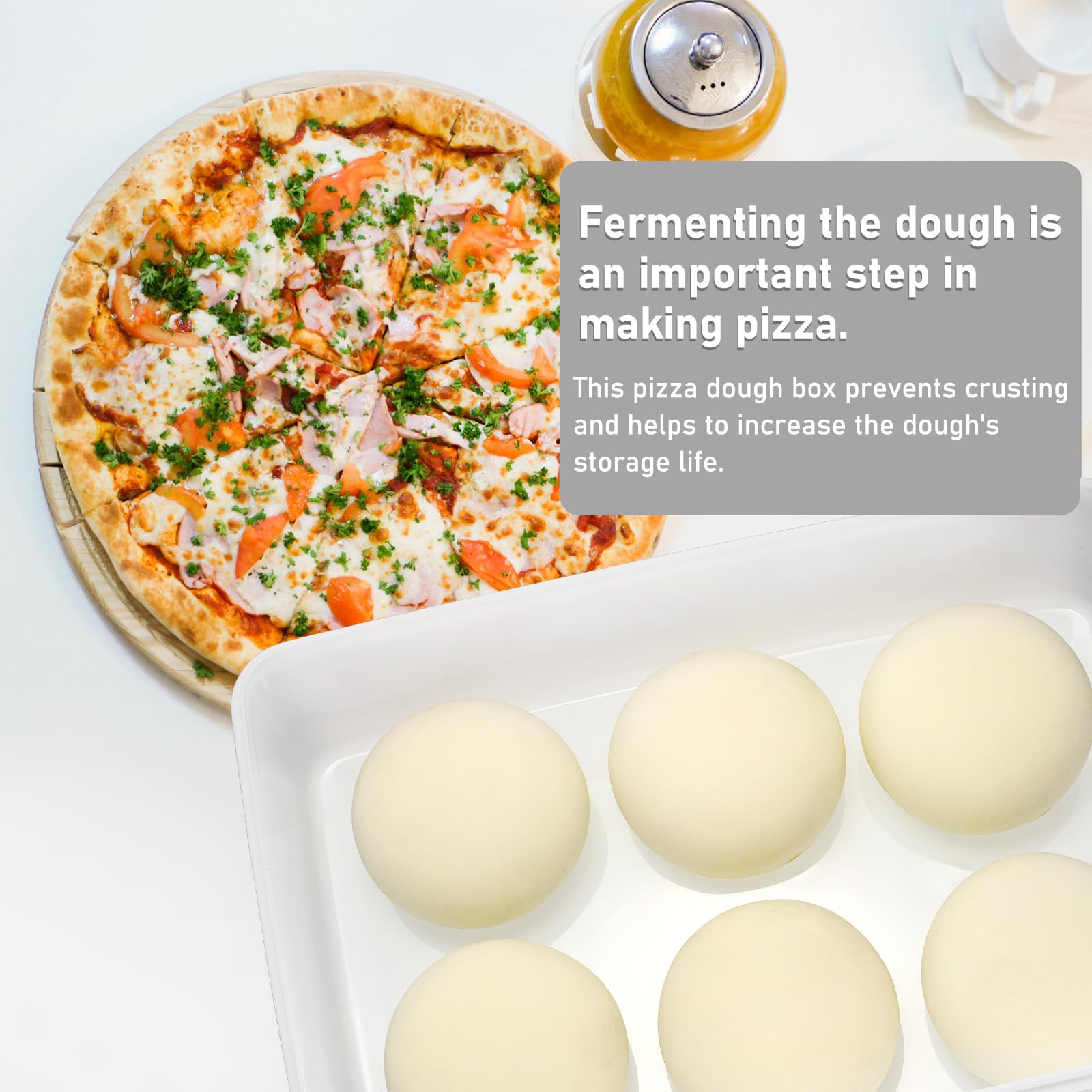 BSTKEY Paquete de 3 cajas de plástico a prueba de masa de pizza con tapa, contenedor de almacenamiento rectangular para masa de pan blanco, caja de almacenamiento de alimentos, organizador de postres
