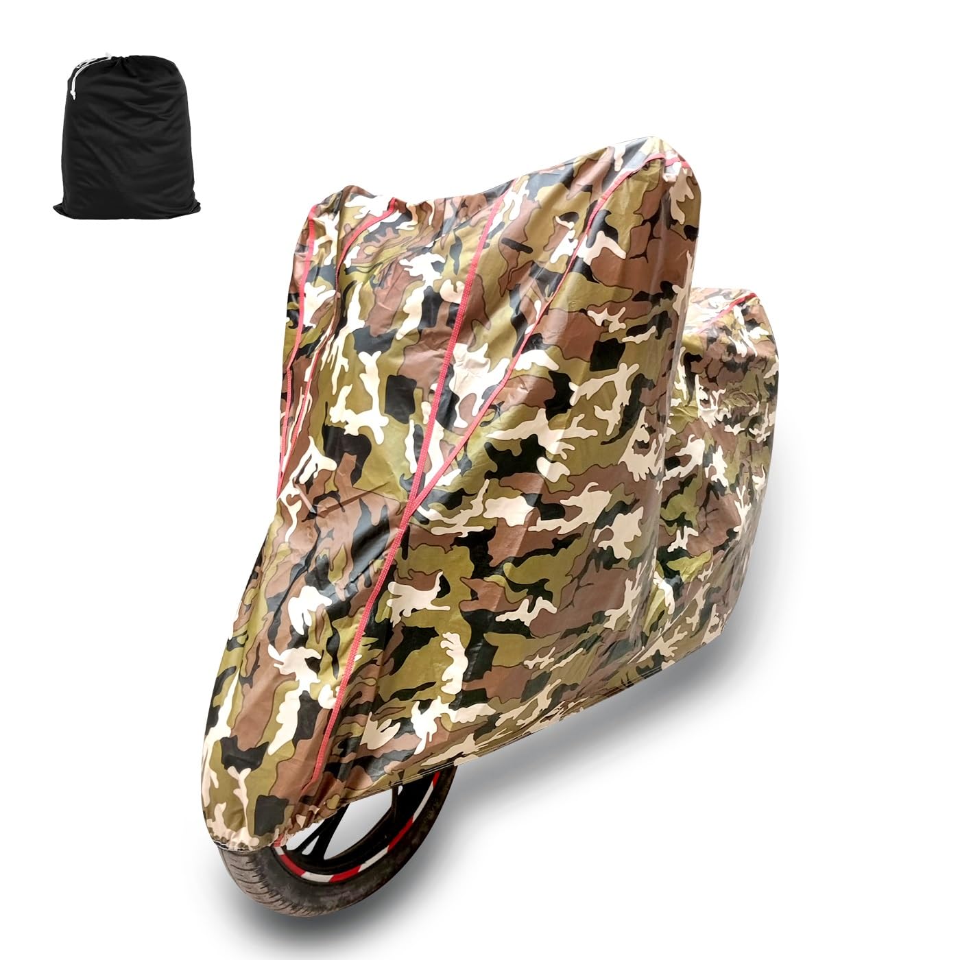 SHUFYANWaterproof Bike Body Cover Compatible for Harley Davidson Fat Bob Dustproof Bike Cover & Jungle Print with Red Piping Style