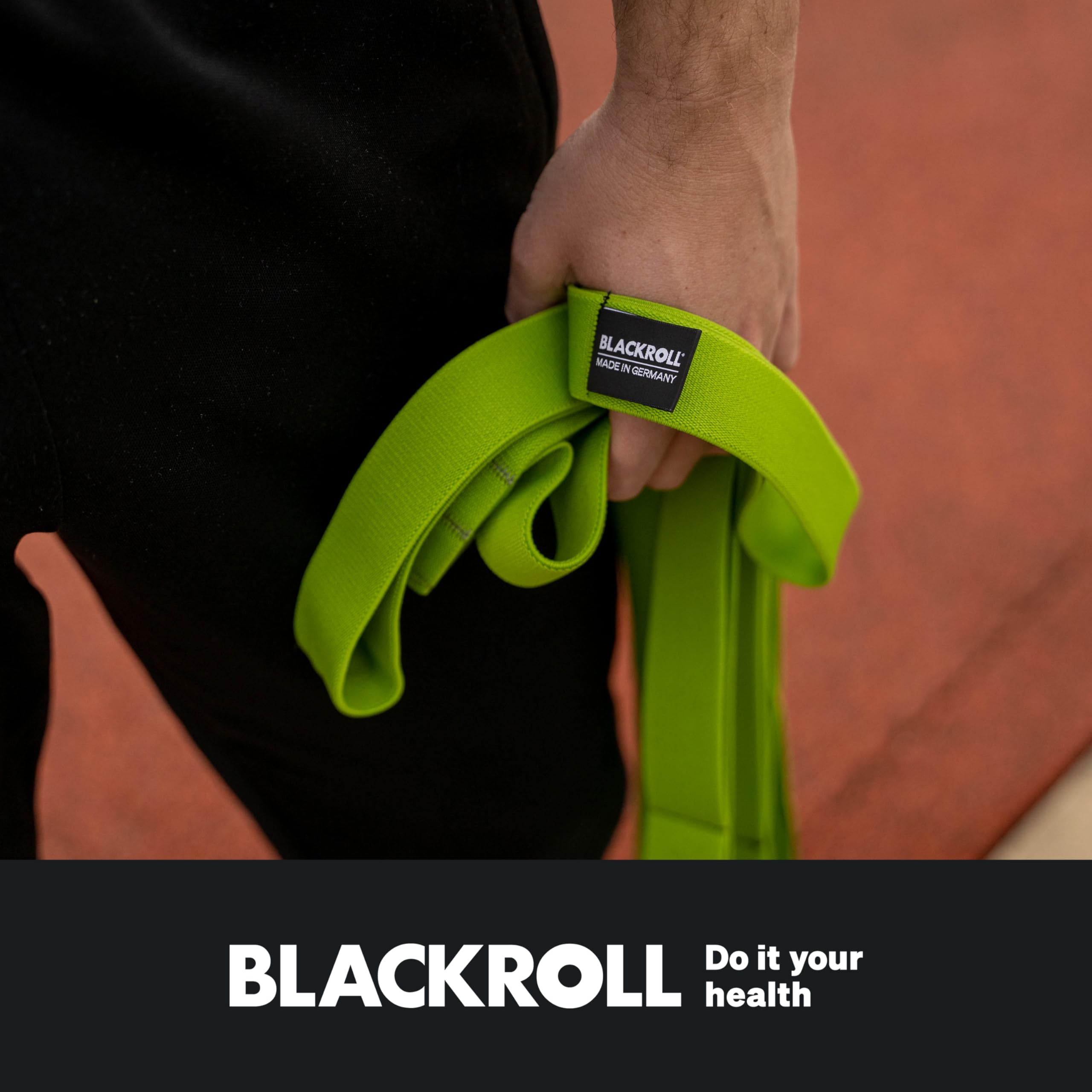 BLACKROLL® Elastyczna taśma gimnastyczna z pętelkami, przyjazna dla skóry taśma rozciągliwa, idealna do jogi, Made in Germany