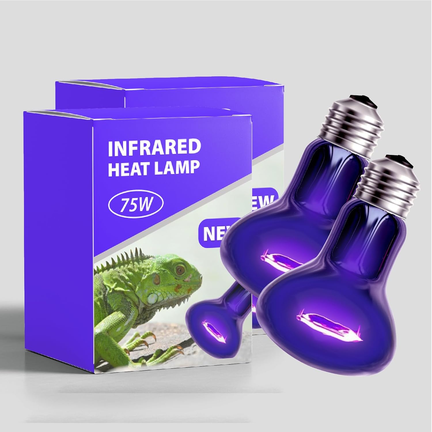 2 Pack Reptile Heat Lamp Bulbs 75W, Day and Night Basking Spot Heating Lamp Bulb UVA Natural Sunlight Moonlight Infrared Heat Lamp Bulb Emitter for Reptile Turtle Bearded Dragon Gecko Lizard Snake