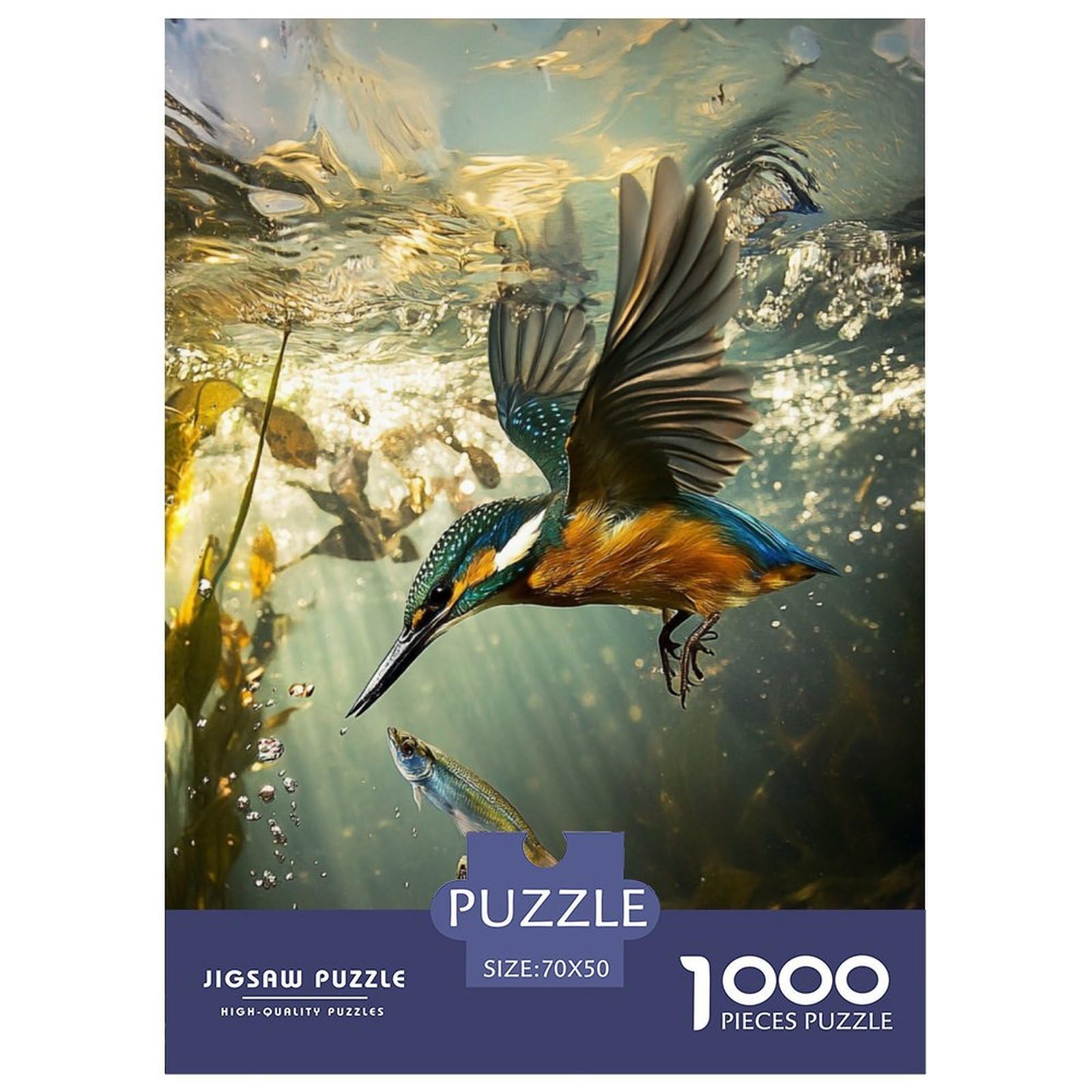 Kingfisher 1000 Pieces Portable Jigsaw Puzzle for Adults Quirky, Abstract Design, Fun Details, Educational, Challenging 70x50cm/1000pcs