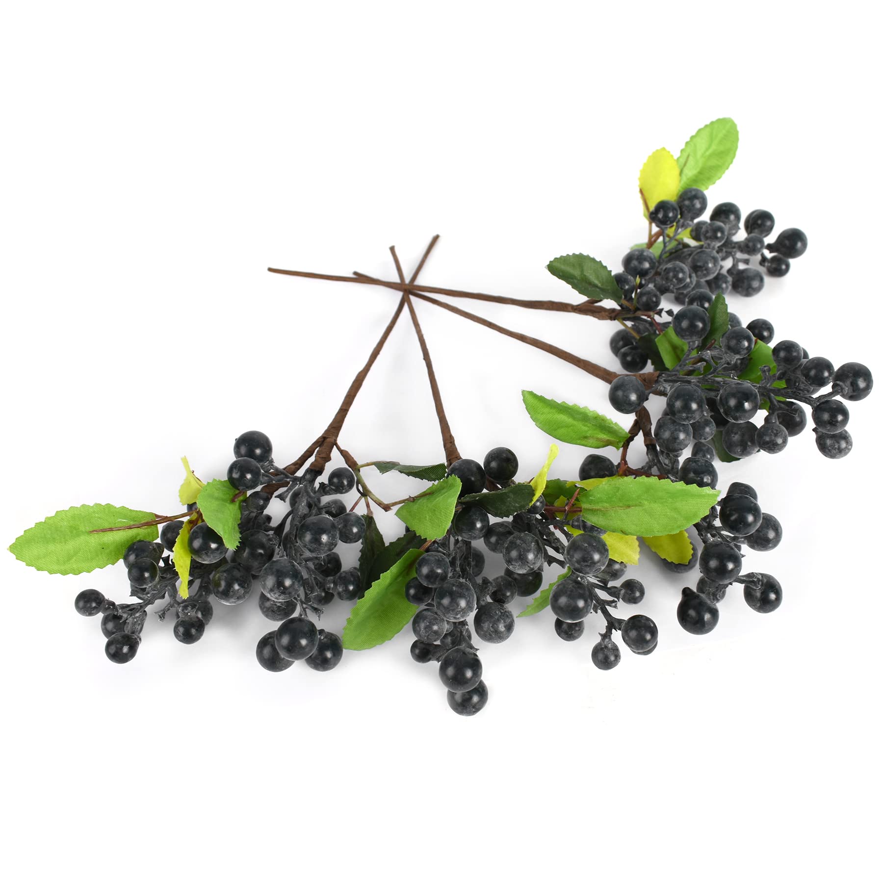HUIANER Artificial Berry 4pcs Fake Dark Blue Berry Lifelike Fruits Simulation Flowers for Wedding DIY Bridal Bouquet Home Kitchen Party Decoration