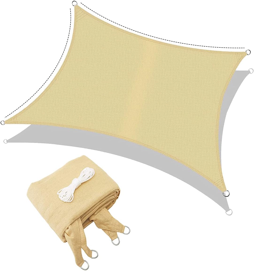 Beauenty 118'x 79' Sun Shade Sail, Sun Shades Outdoor, Sunshades Patio Covers for Shade, Shade Canopy, Patio Shades For Patios, Garden, Courtyard, Decking, Swimming Pool (Y1)