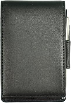 Royce Journalist-Style Leather Flip Notepad, Black