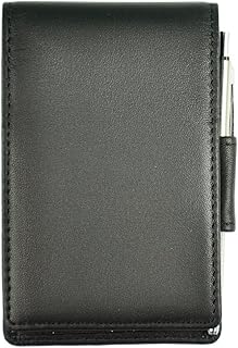 Royce Journalist-Style Leather Flip Notepad, Black