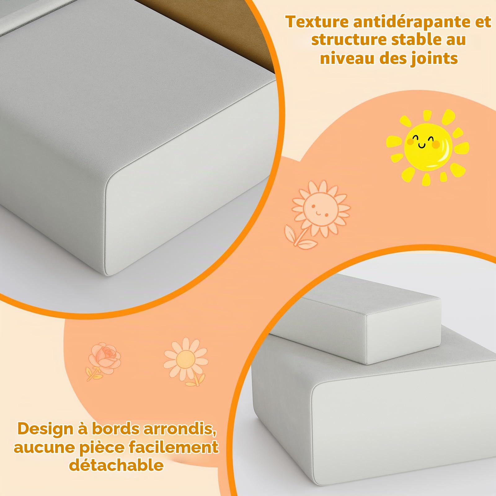Parcours Motricité Bébé 6 Pièces, Module De Motricité En Mousse Souple, Blocs d'Escalade Lavables, Jeu d'Intérieur Pliable Pour Maison Et Crèche, Développement Motricité Globale, 100x80x20 cm