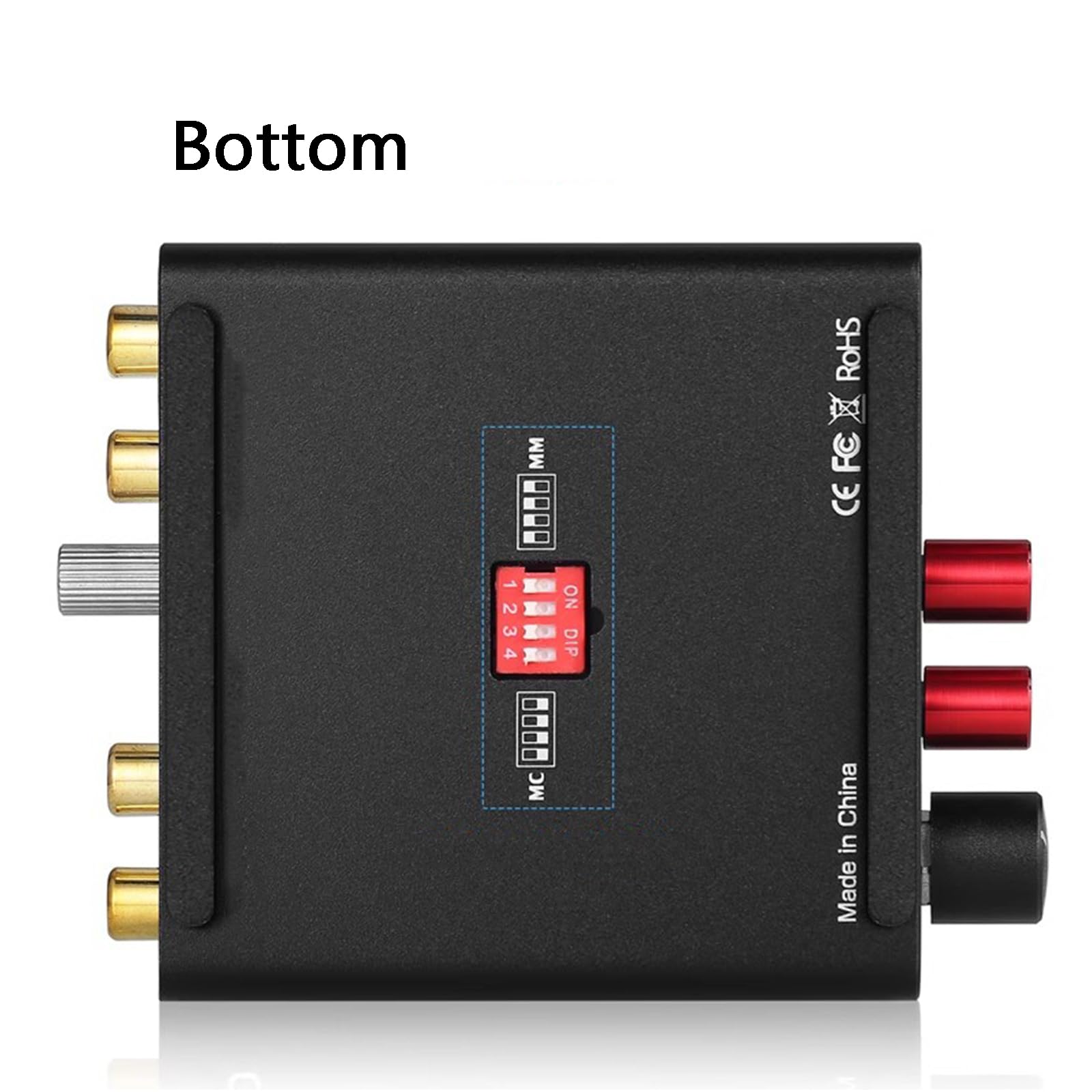 Mini preamplificatore Phono MM/MC, preamplificatore per Giradischi, con Controlli del Volume, Uscita Cuffie RCA e da 3,5 mm, per Giradischi LP in Vinile/Giradischi