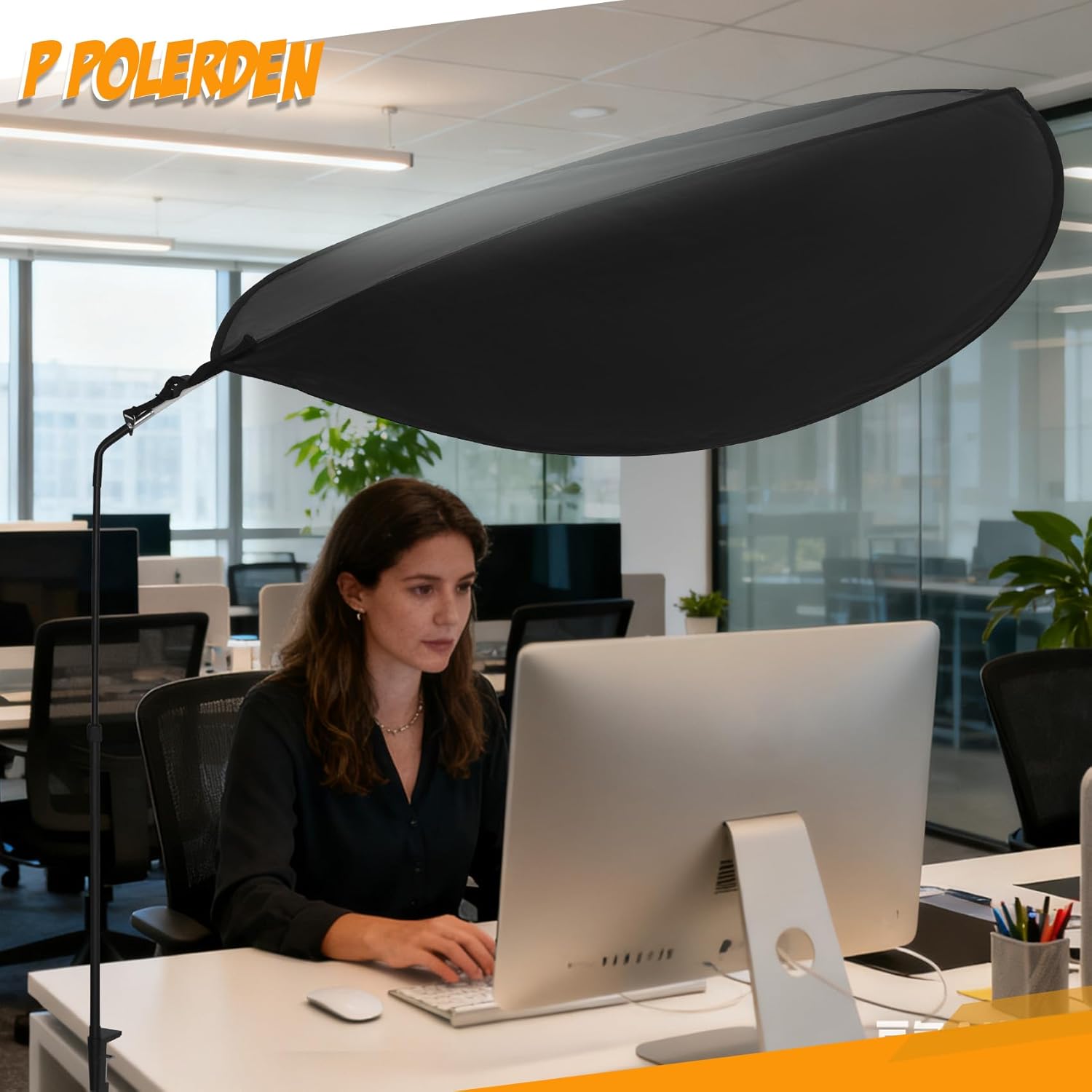 Office Cubicle Desk Shade，Portable Cubicle Light Shield and Office Shade to Block Overhead Light，Adjustable Desk Shade for Cubicle to Block Light & Reduce Glare – Essential Office Accessories（Black）