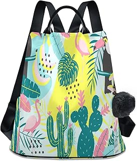 Tropical Flamingos Backpack Purse for Women Waterproof Rucksack Anti-theft Handbag Travel Bag（61）, Tropical Flamingos, 13.4 X 5.9 X 15 inch