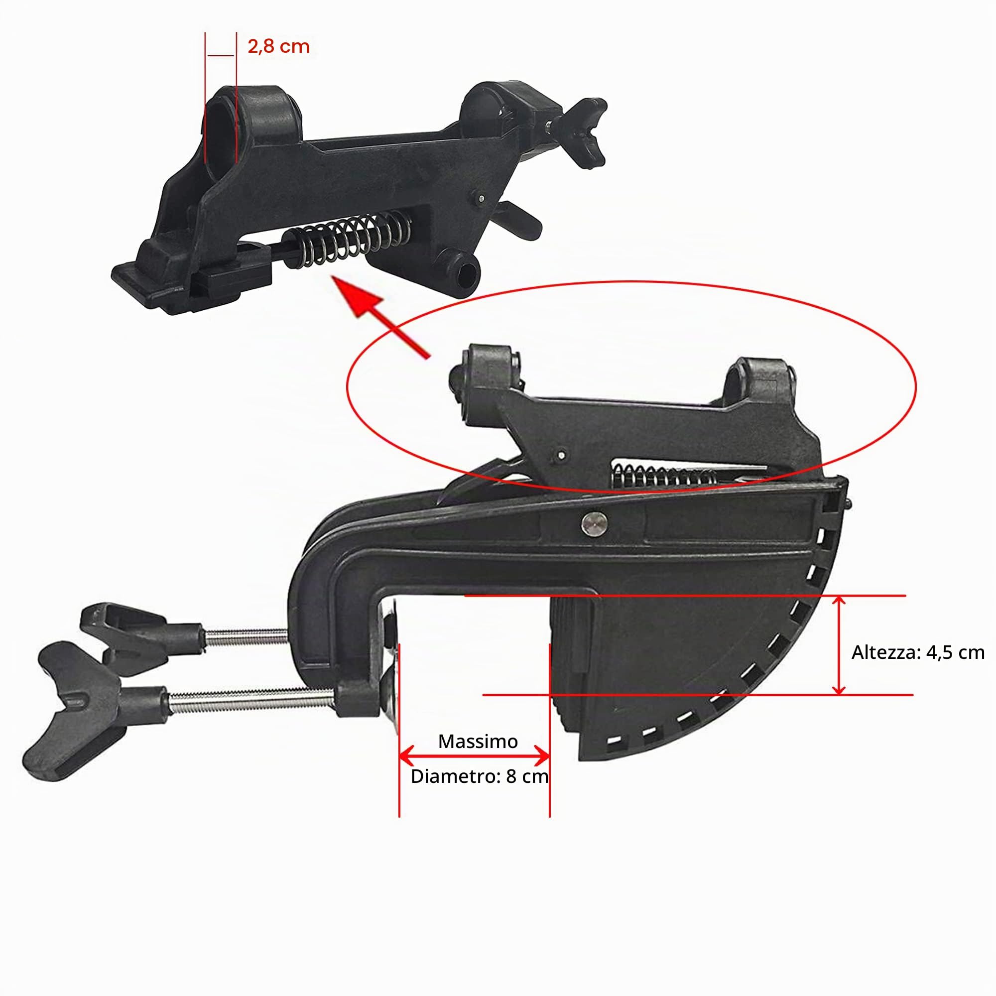 assemblaggio di staffa e cerniera, staffa per motore elettrico da barca e kayak, clip di assemblaggio per fuoribordo gonfiabile, nero