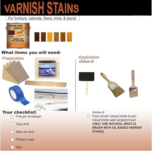 Miniatura 6 de Diamond Brite Paint 70100 - Tinte de barniz de nogal oscuro de 1 cuarto de galón