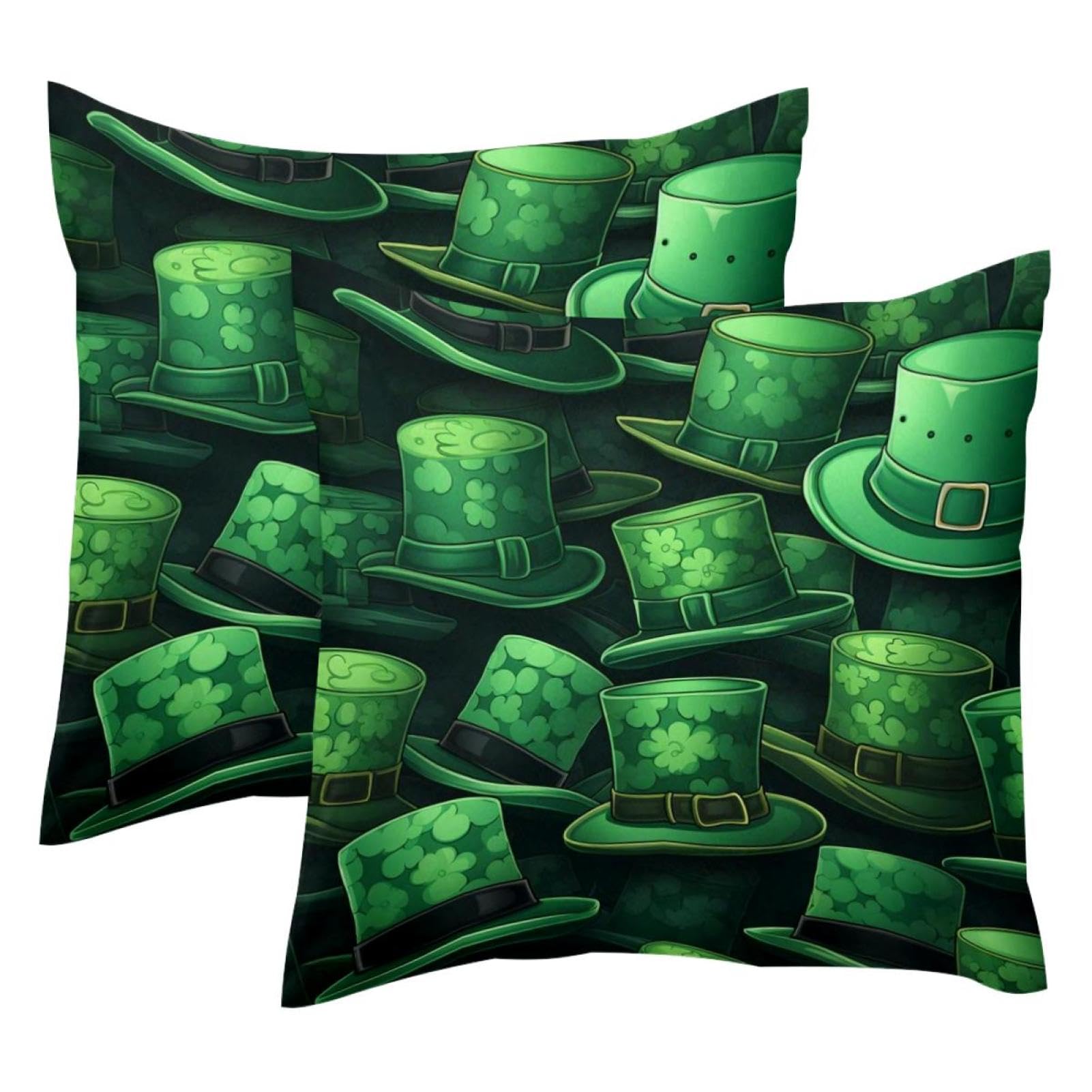 Housses de coussin velours 50x50 motif trèfle Saint Patrick lot de 2