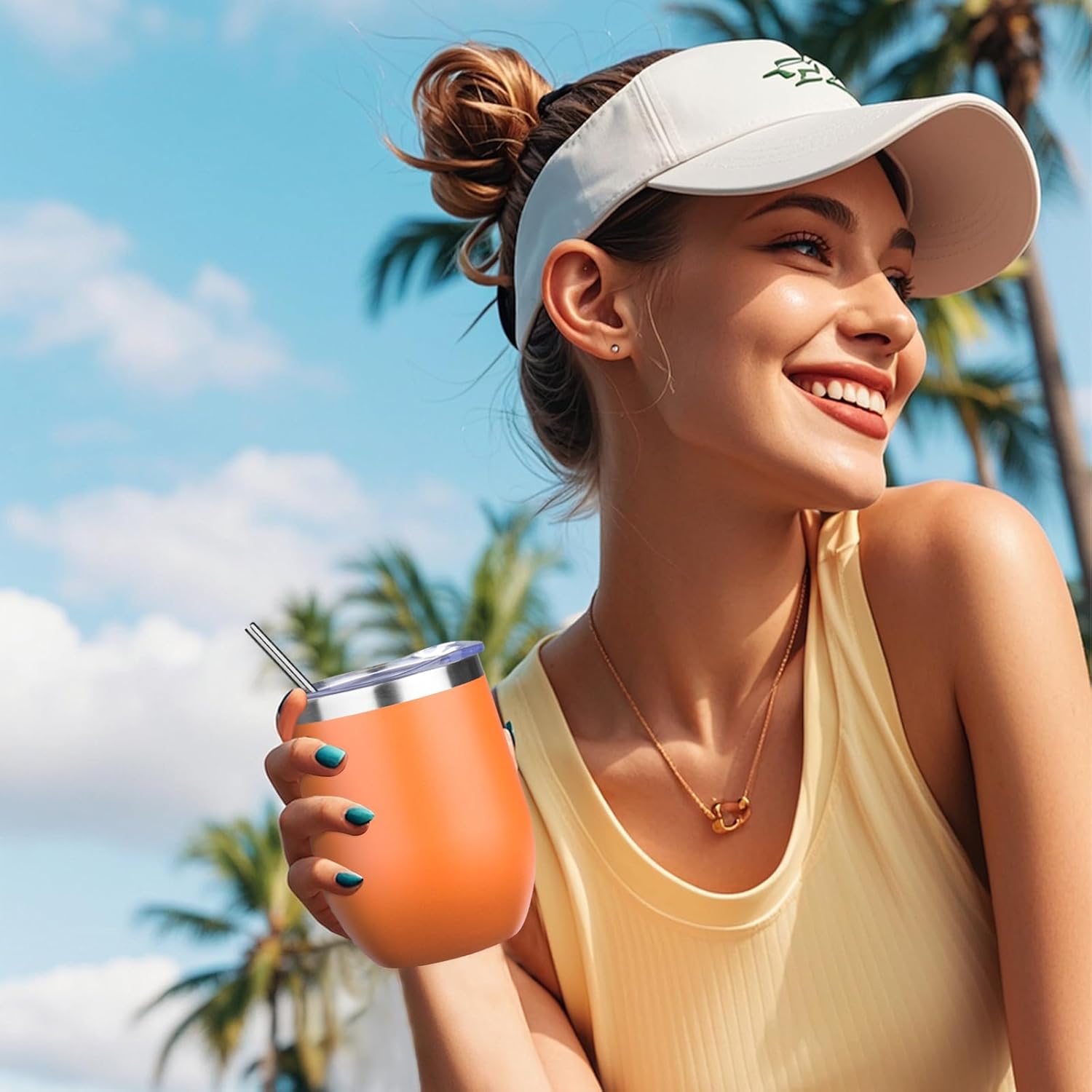 12oz Stemless Wine Tumbler with Lid Double Wall Insulated Wine Cup Stainless Steel Glasses Tumbler with Straw Insulated cocktail Tumbler Coffee Mug for Hot and Cold Beverages (Multicolor-6,4Pack) - Image 8