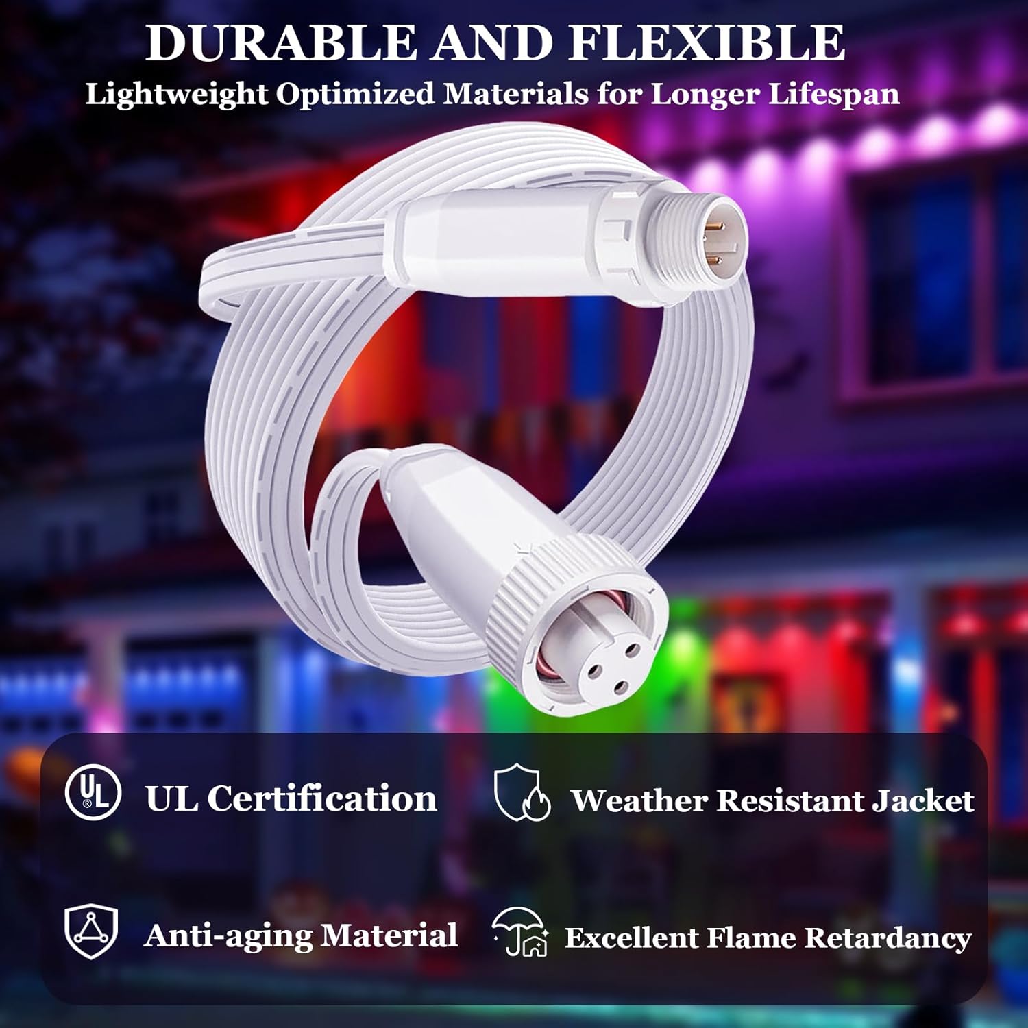 9.8FT Extension Cable for Govee Permanent Outdoor Prism Lights IP68 Waterproof Extension Cable Compatible with Govee H707A, H707B, H707C Models White