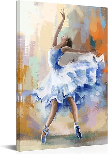 Derkymo Elegante lienzo de bailarina de ballet, lienzo enmarcado listo para colgar, 24 x 36 pulgadas