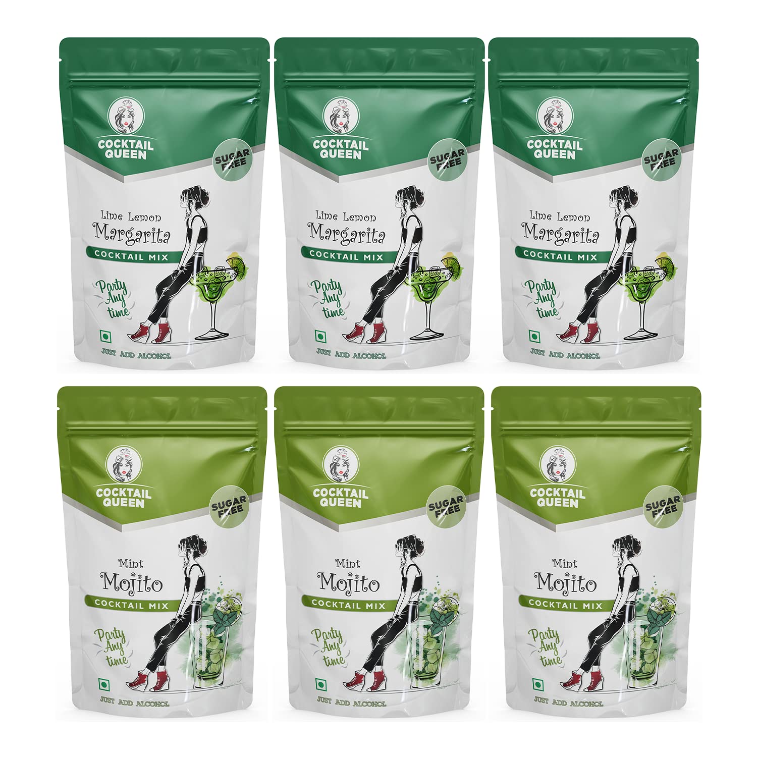 Cocktail/Mocktail Mix, Mint Mojito & Lime Lemon Margarita, 135 ml Each, Combo of 6