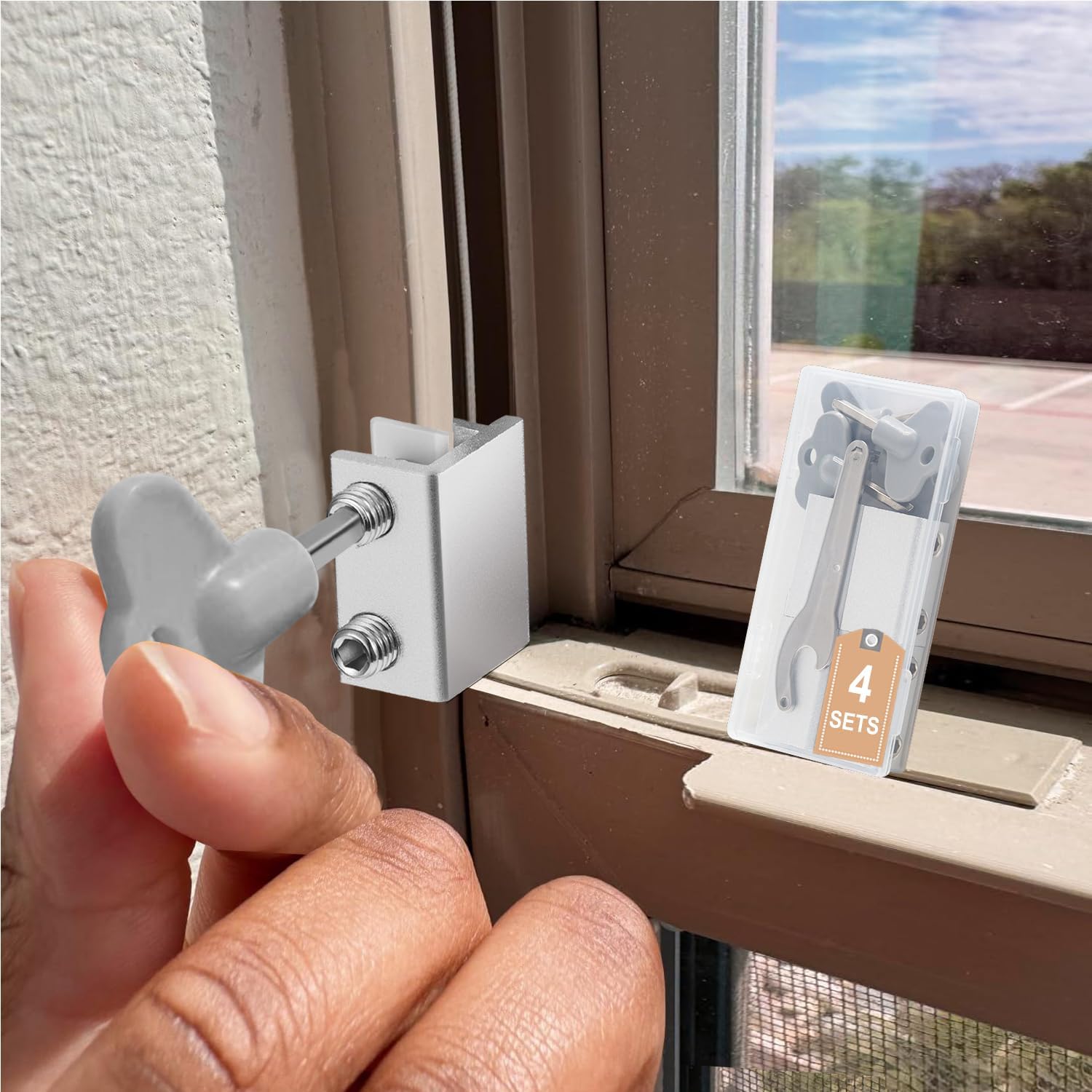 Window Locks,4 Sets Sliding Window Locks with Key, Window Locks for Up and Down Windows,Easy to Install Vertical & Horizontal Window Security Locks,Adjustable Aluminum Window Stopper Lock(Silver)