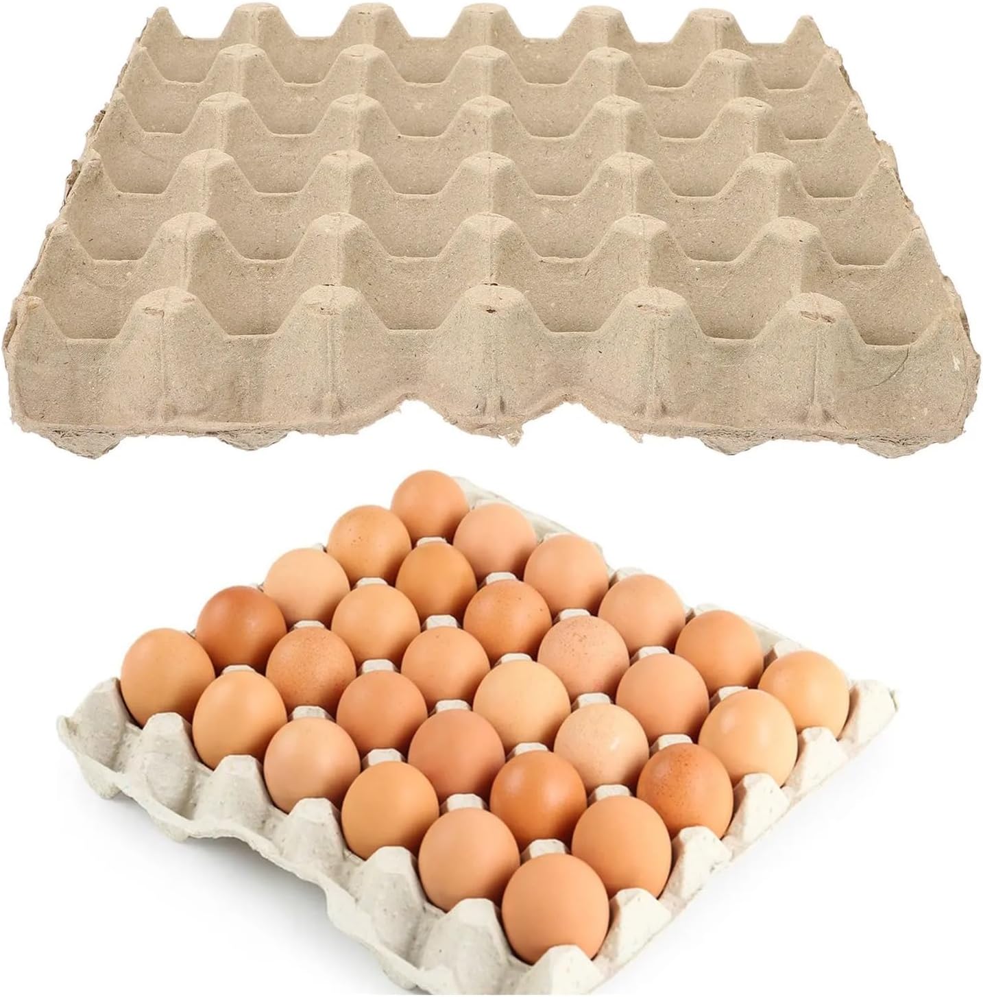10pcs Egg Carton Empty Tray Egg Flats Paper Pulp Storage Box 30-Count Egg Protect Holder Tray Reusable Home Kitchen Refrigerator
