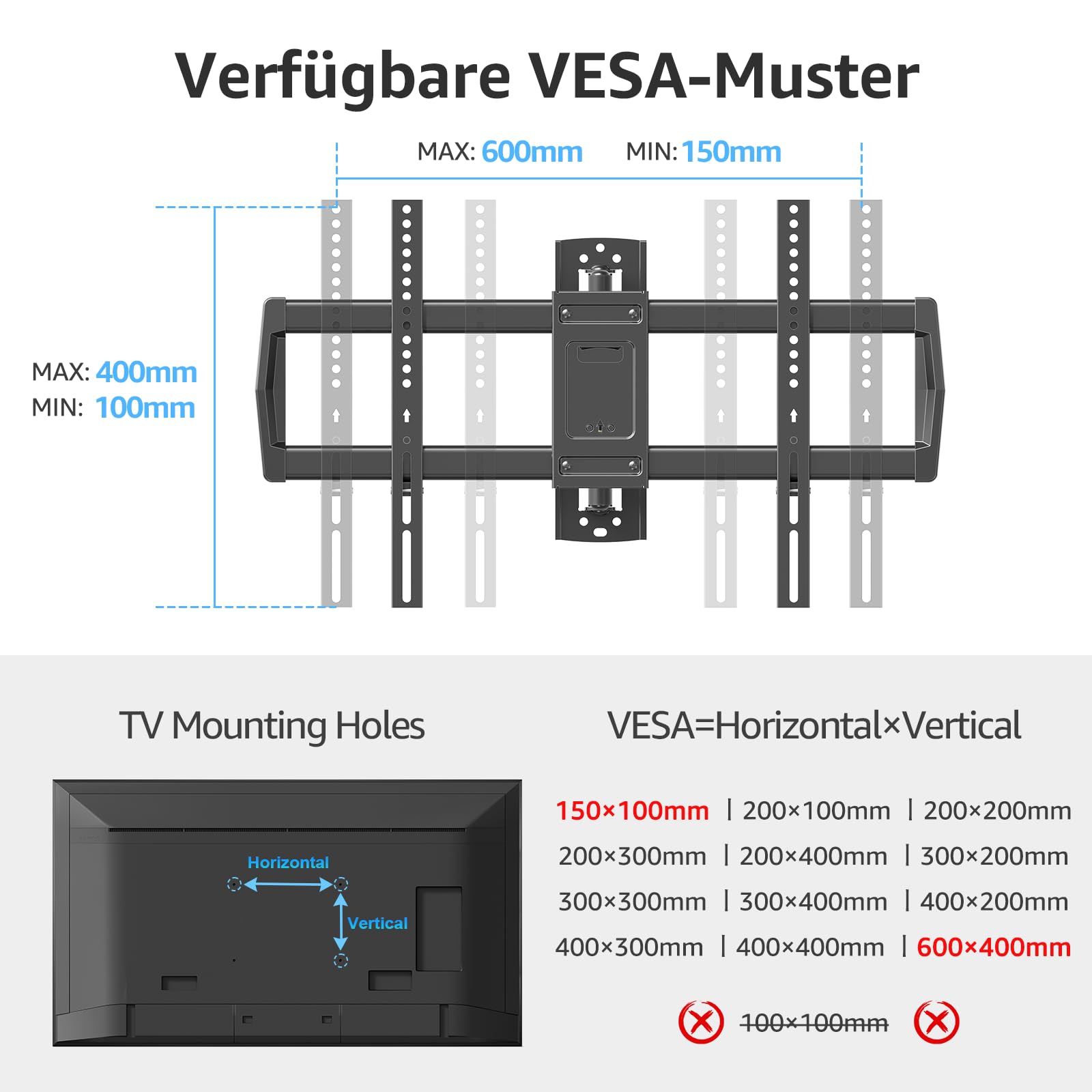 MOUNTUP 962mm Langarm TV Wandhalterung für 42–75 Zoll bis zu 45kg, Schwenkbare Neigbare Wandhalterung Fernseher, Extra Langer Reach Fernseher Halterung, Max VESA 600 x 400mm, EU0047-L