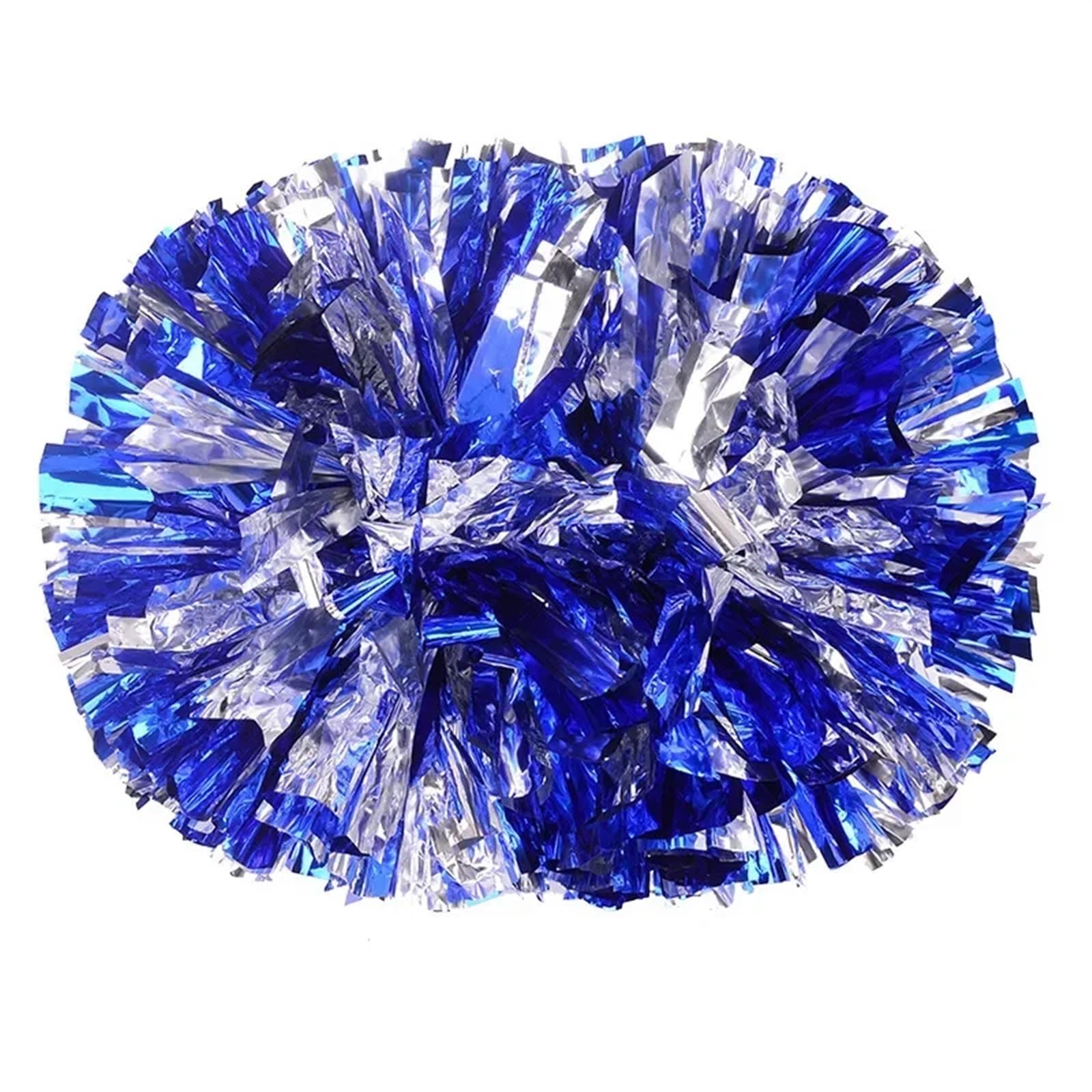 ZWCSHUU Cheerleader Pom Poms Cheerleading Pom Poms With Handle Hand Dance Pompoms Accessories For Women Girl(Blue Silver)