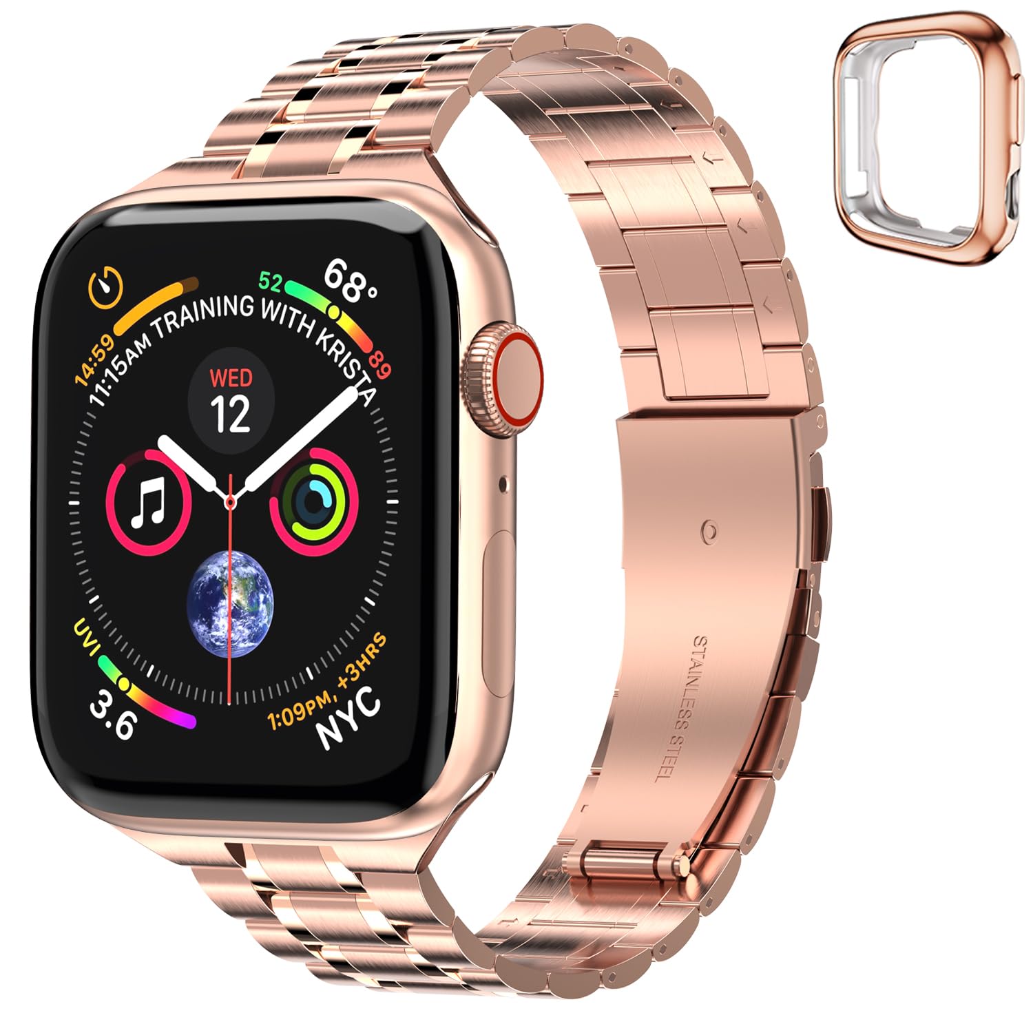 chuangshiji Metal Strap Compatible with Apple Watch Strap Series 9 8 7 6 5 4 3 2 1 SE