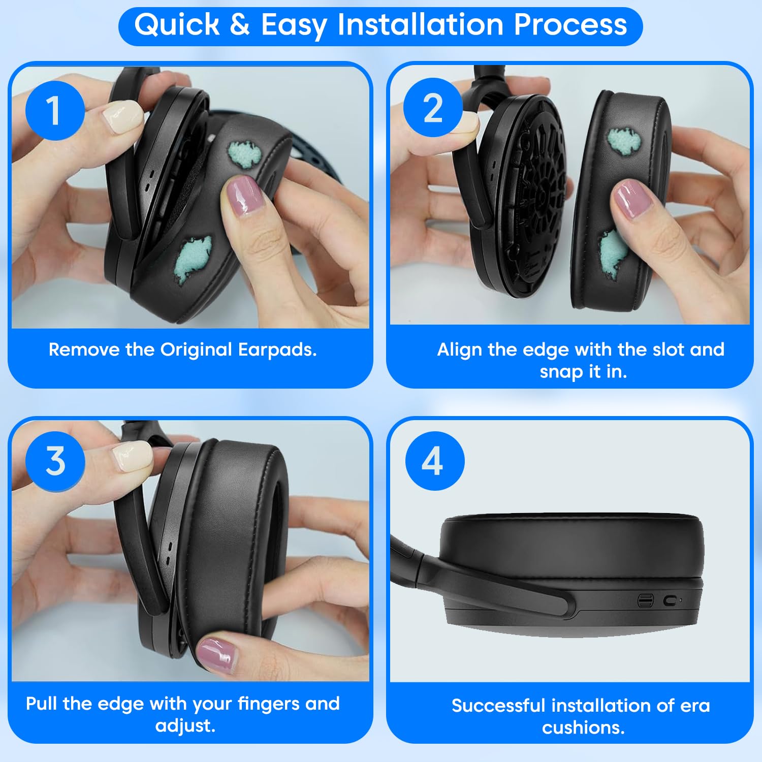 Sounce Replacement Ear Pads Cushions Compatible with Sennheiser HD 4.50BT, HD 4.50BTNC, HD 4.50SE, HD 4.40BT, HD 4.30G, HD 458BT, HD 450BT, HD 400S, HD 350BT, HD 4.20S Over (1 Pair) — Amazon image 6