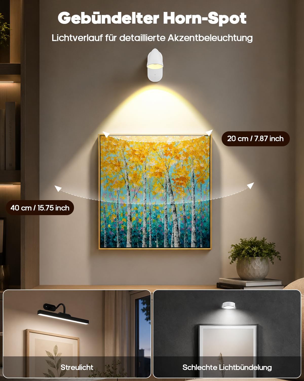 GOODEA RGBW Bilderleuchte Kabellos Innen Wandbeleuchtung mit Timer & Memory | 130°&360° Verstellbar 4000mAh Akku LED Spot, Dimmbar &13 RGB-Farben Bildbeleuchtung mit Fernbedienung für Bilder, Wand Deko