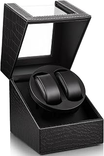 Automatic Double Watch Winder: Super Quiet 2 Slot Watch Winder Box Vegan Leather Made for Women and Men Automatic Watches Dual Rotation Mode USB Powered